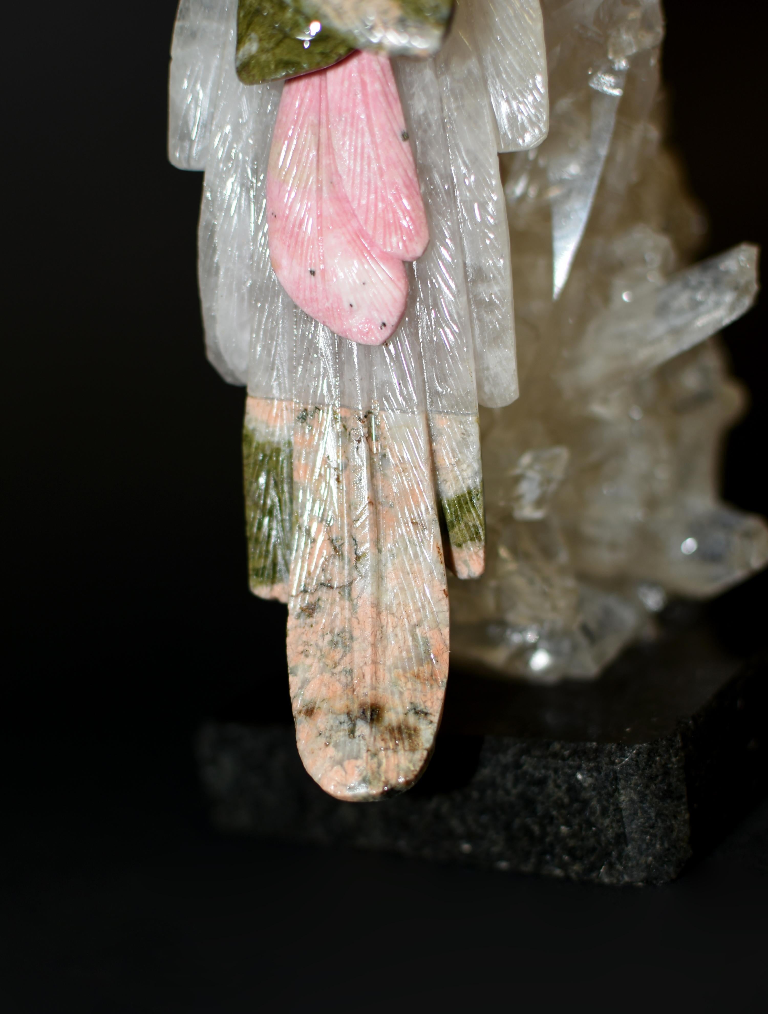 Gemstone Parrot on Rock Crystal 4
