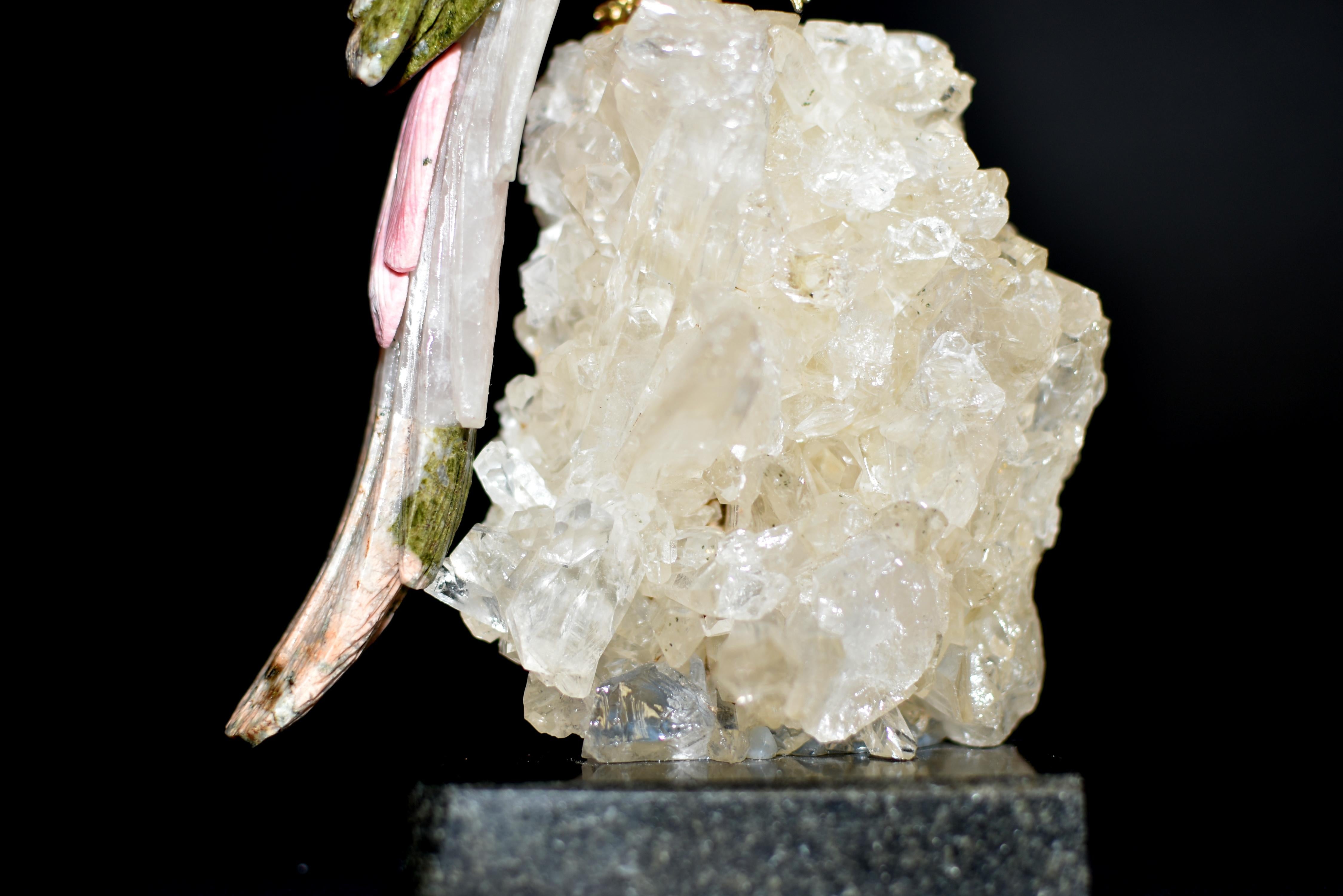 Gemstone Parrot on Rock Crystal 8