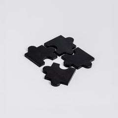 Gemstone Puzzle Piece Coasters – Set of 4 black onyx stone