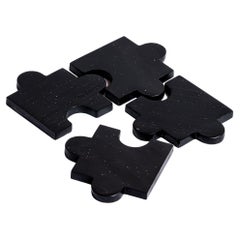 Gemstone Puzzle Piece Coasters – Set of 4 black onyx stone