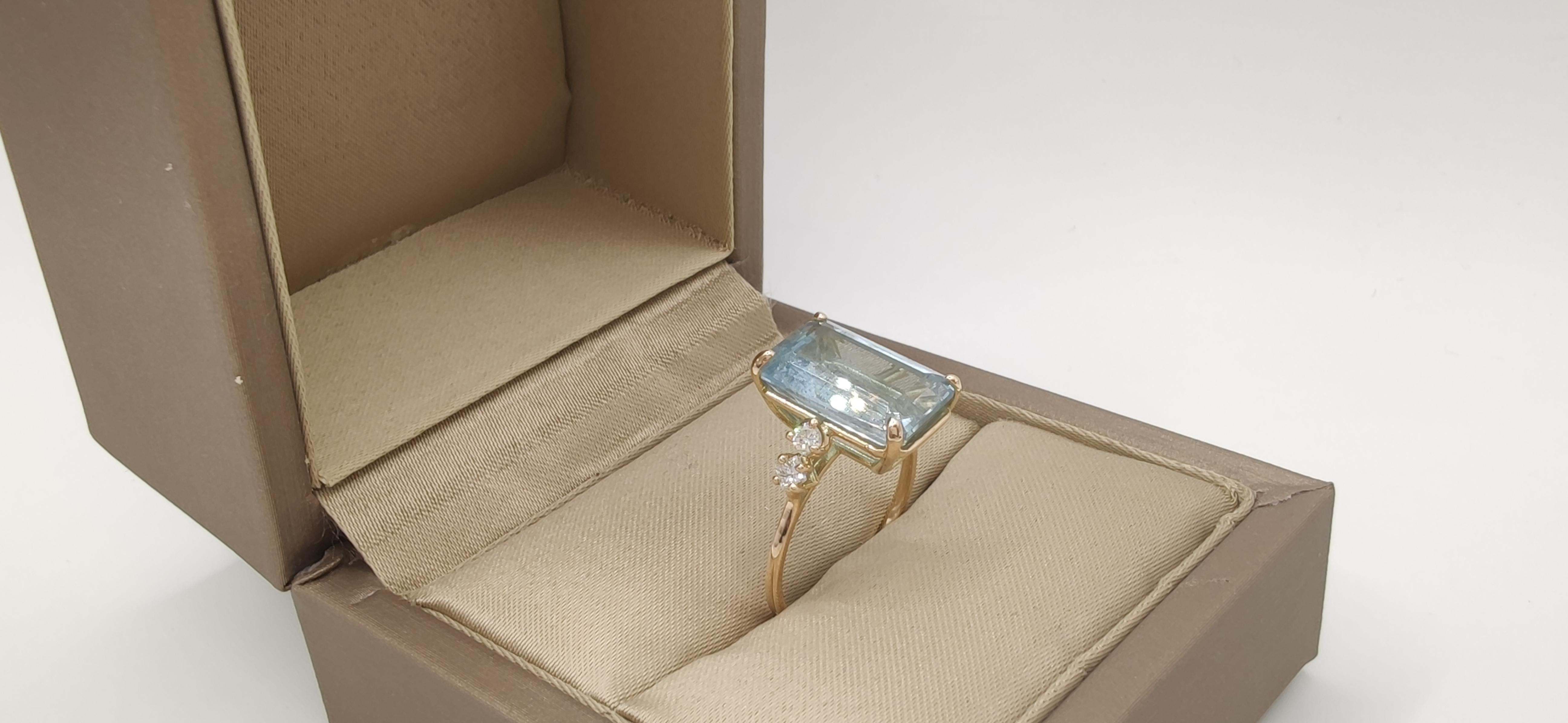Gemstone ring 14k Gold Aquamarine Ring Diamonds  Women Bridal  Rings Certified 4
