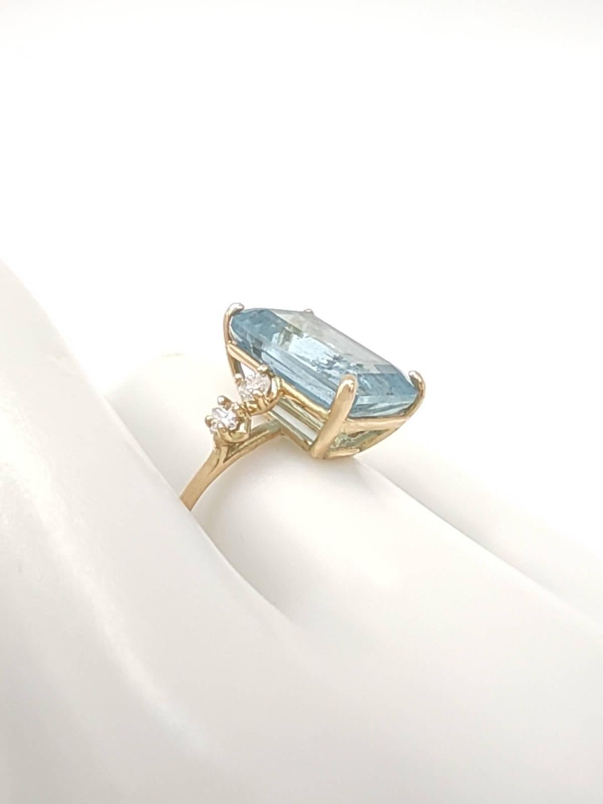 Artist Gemstone ring 14k Gold Aquamarine Ring Diamonds  Women Bridal  Rings Certified