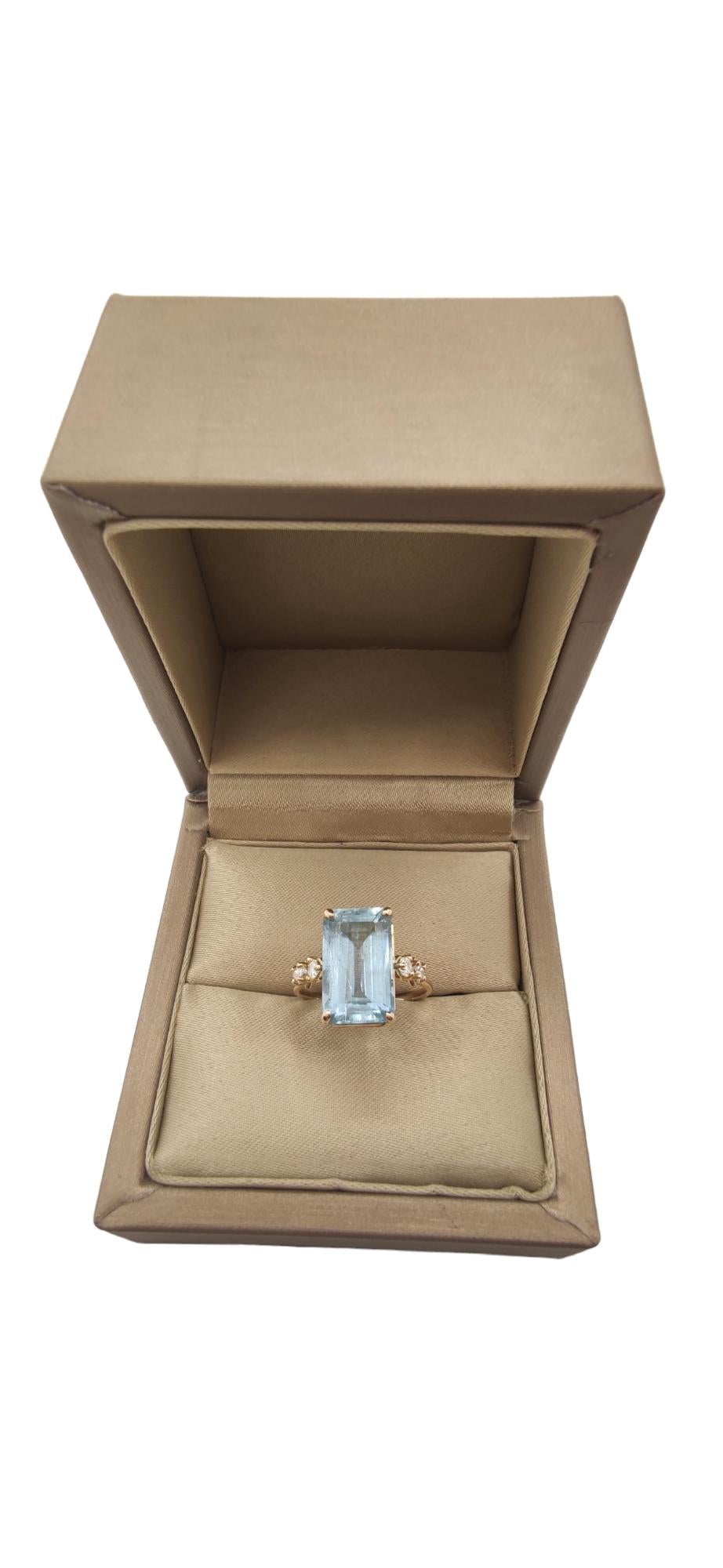 Gemstone ring 14k Gold Aquamarine Ring Diamonds  Women Bridal  Rings Certified 3