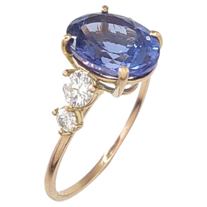 Certified 3.48 carats Tanzanite and  Diamond Gemstone Ring in 14K Gold 