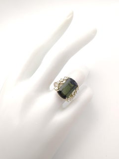 Gemstone ring 14k Gold Tourmaline Ring Diamonds  Women Bridal  Rings Certified