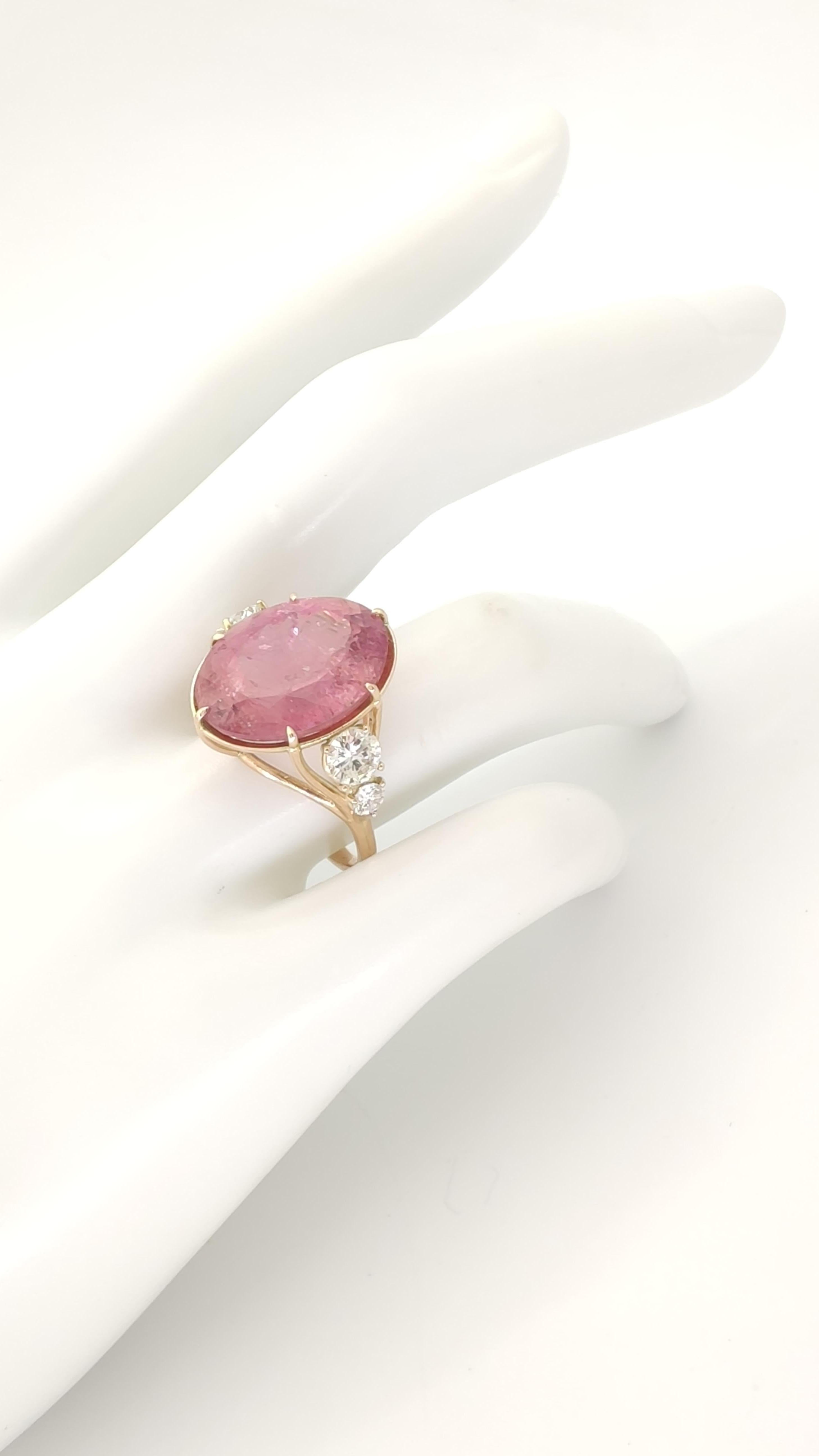 Edelsteinring 14kt rosa Turmalin Diamant zertifizierter Cocktail-Ring 5