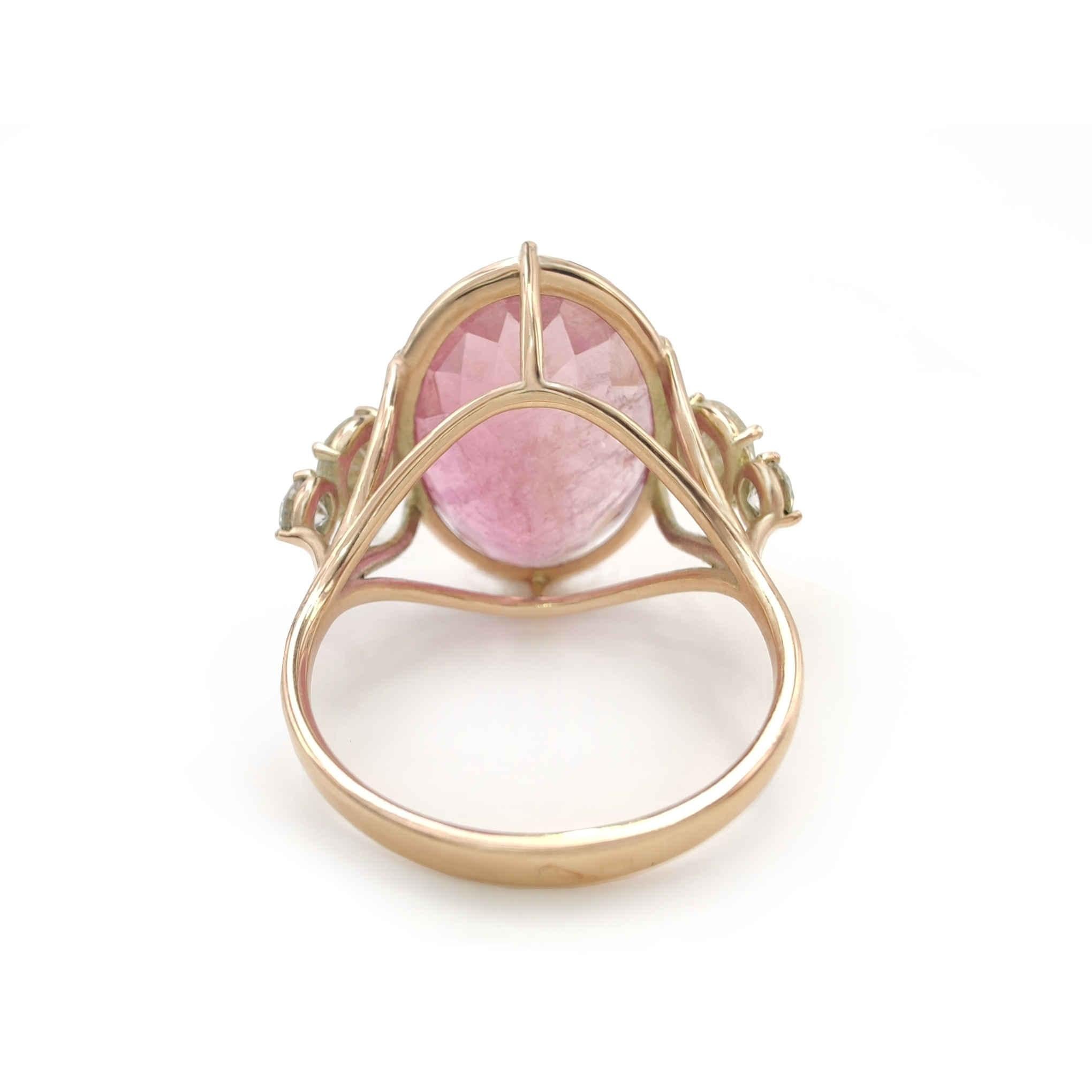 Edelsteinring 14kt rosa Turmalin Diamant zertifizierter Cocktail-Ring im Zustand „Neu“ in Sant Josep de sa Talaia, IB