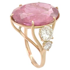 Edelsteinring 14kt rosa Turmalin Diamant zertifizierter Cocktail-Ring