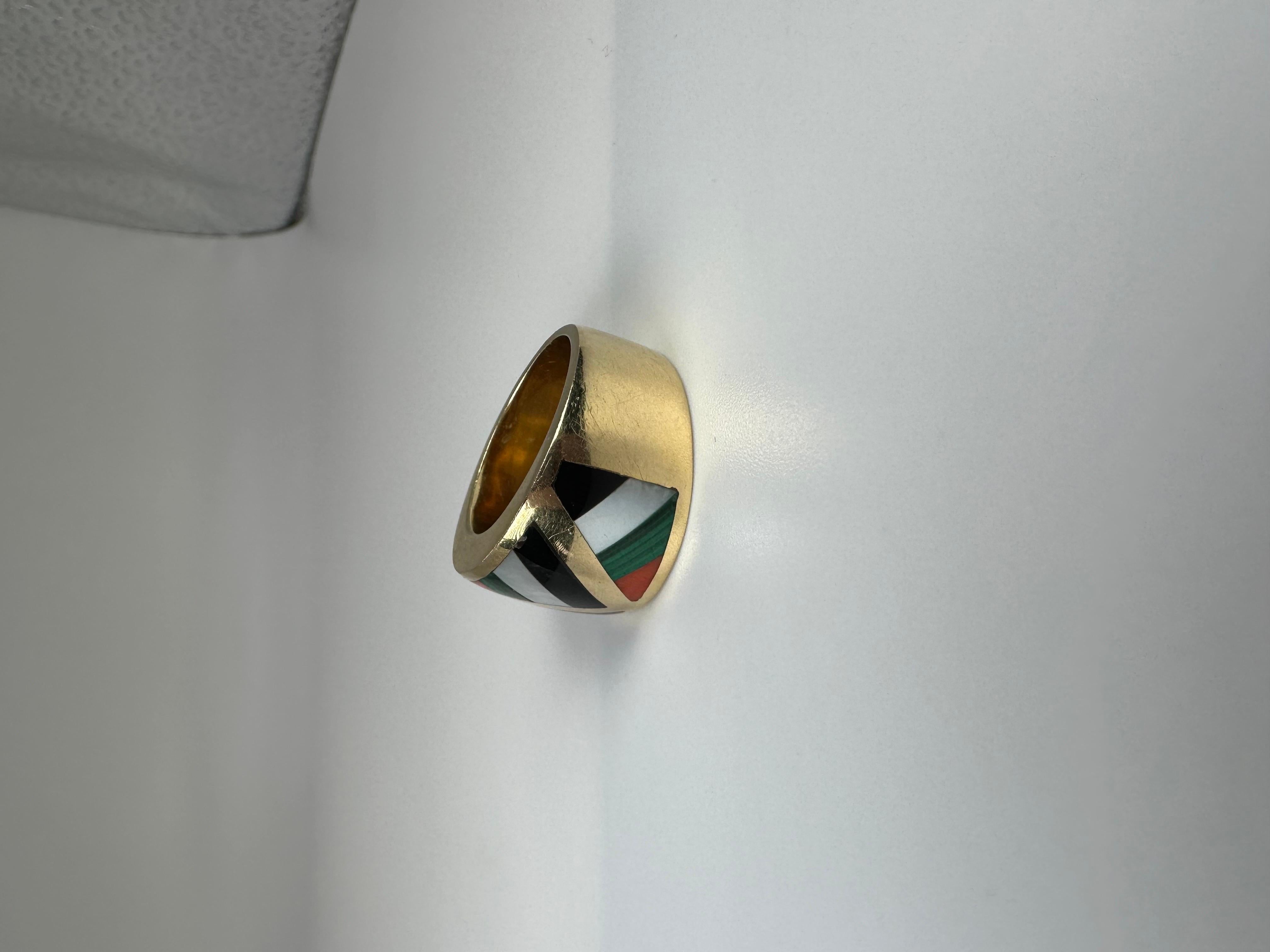 Gemstone Ring Asch Grossbardt Gold 14 Karat Yellow Gold Rare In Good Condition For Sale In Jupiter, FL