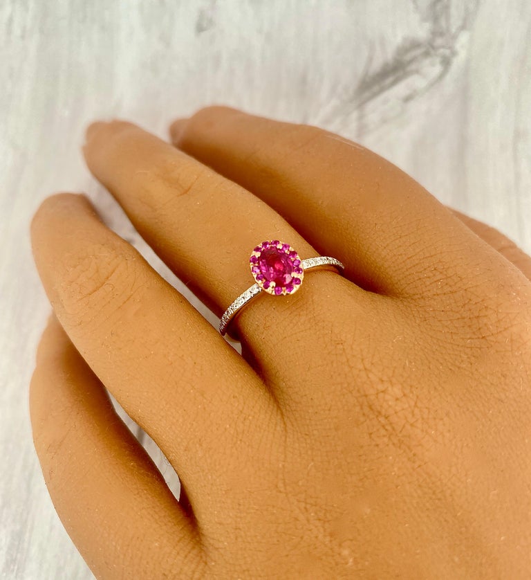 Gemstone Solitaire Ring, Ruby and Diamond Ring, Stackable 14k Rose ...