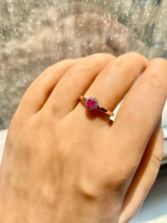 Gemstone Solitaire Ring, Ruby Stackable Ring, Solid Gold Diamond Ring