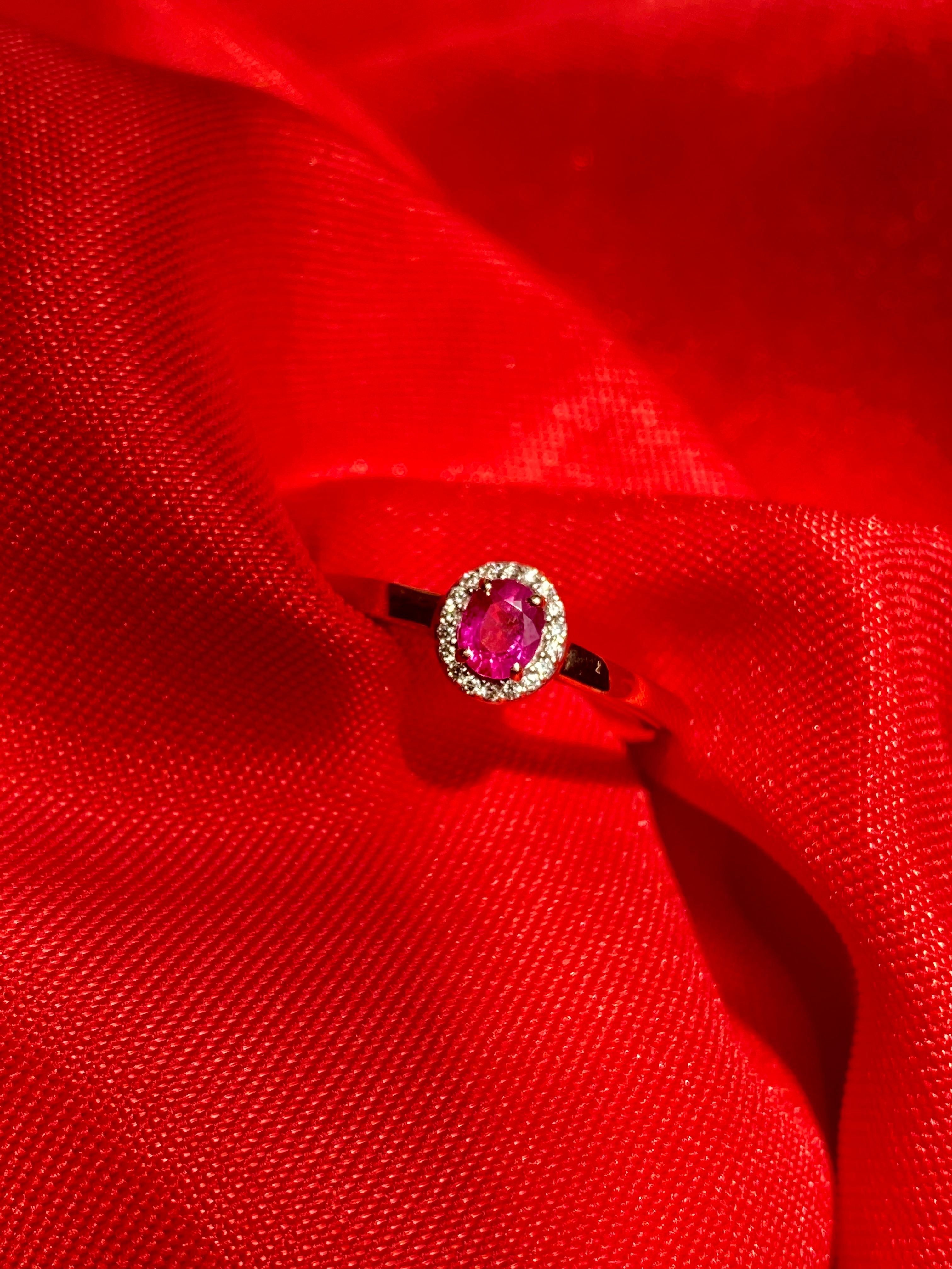 Oval Cut Gemstone Solitaire Ring, Ruby Stackable Ring, Solid Gold Diamond Ring For Sale