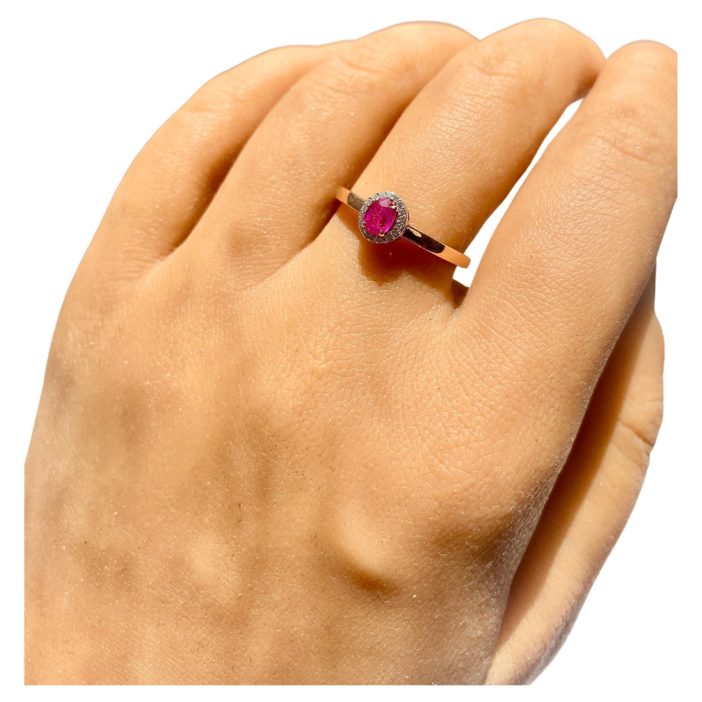 Bague solitaire en pierre précieuse, bague empilable en rubis et diamants, bague en or massif