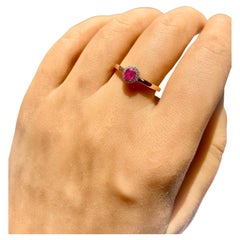 Edelstein Solitär Ring, Rubin Stapelbarer Ring, Diamantring aus massivem Gold