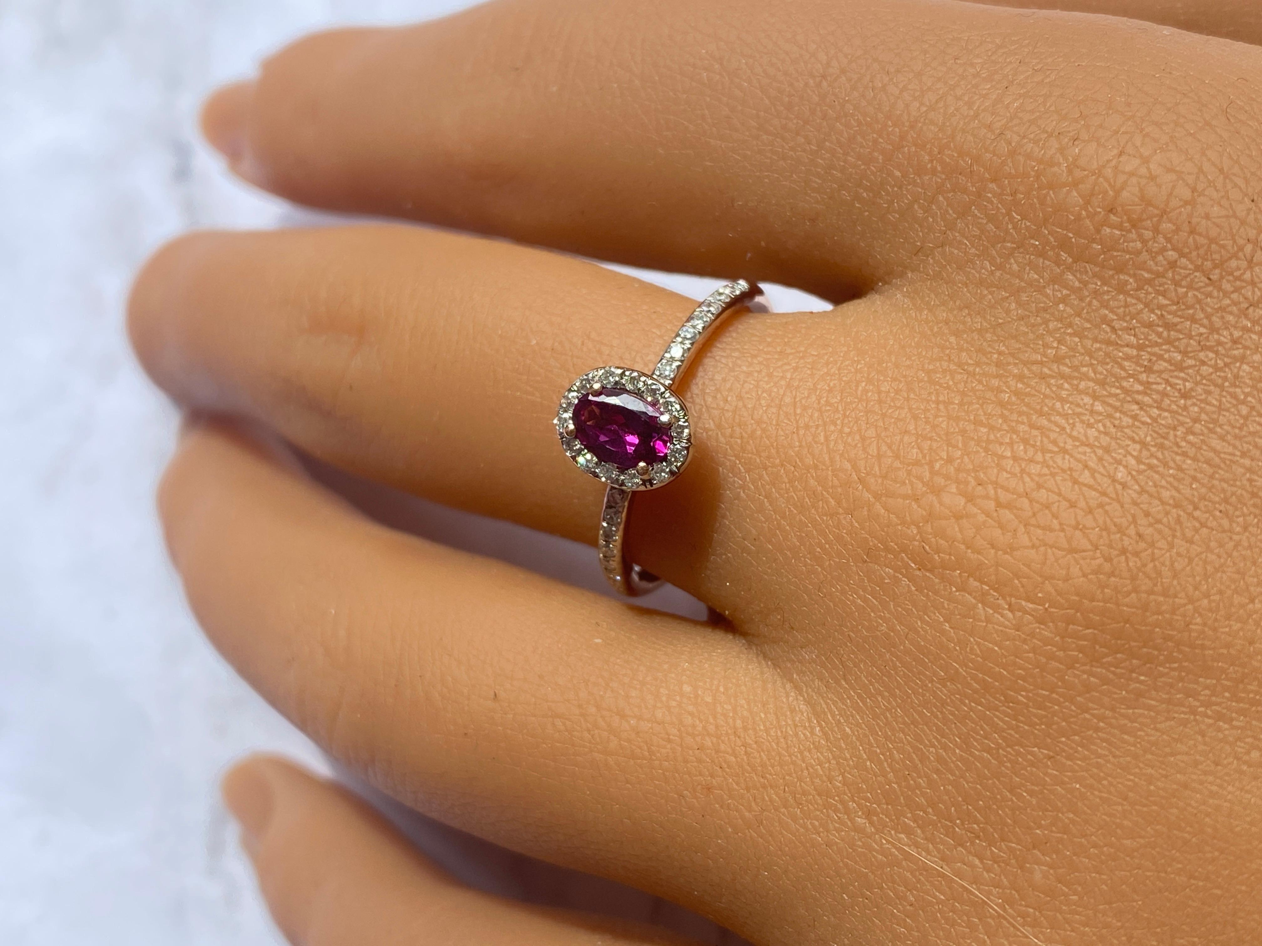 For Sale:  Gemstone Solitaire Ring Stack, 14k Solid Gold Rings with Natural Round Diamonds 3
