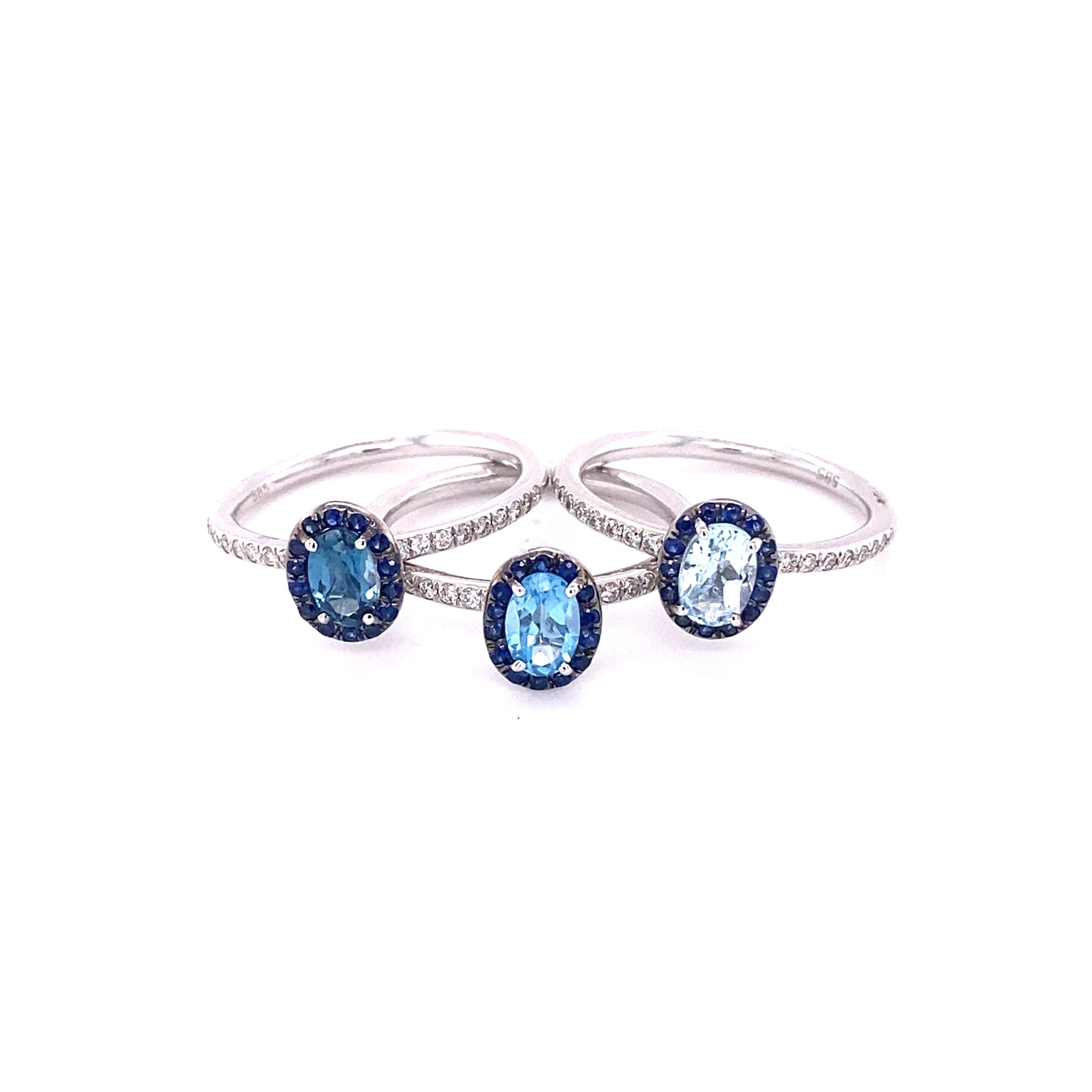 Gemstone Solitaire Ring, Stackable Diamond Rings, Blue Gemstone Solid Gold Ring  For Sale 2