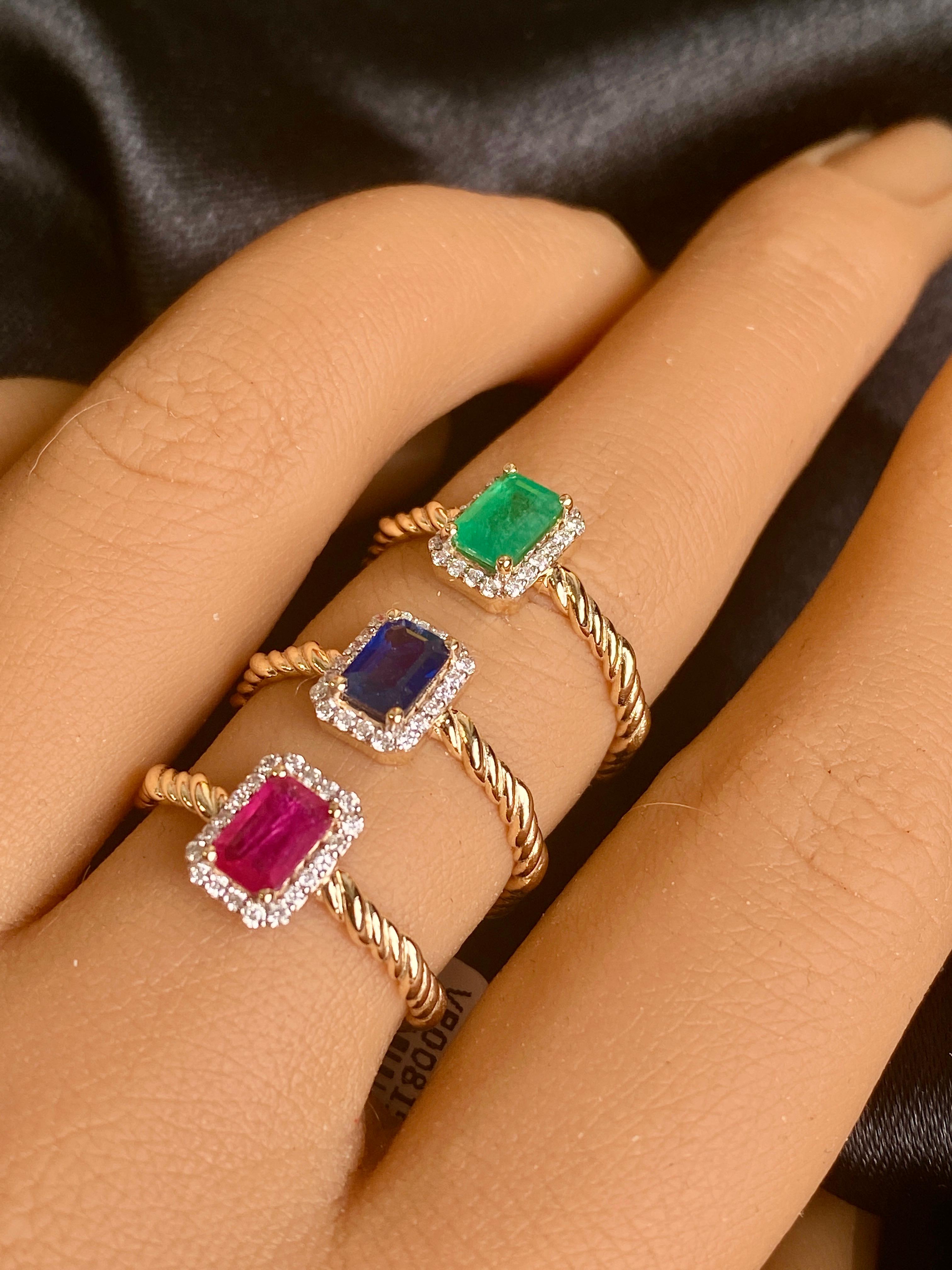 Gemstone Solitaire Rings, Ruby Ring, Emerald Ring, Sapphire Ring, 14k Gold Ring For Sale 4