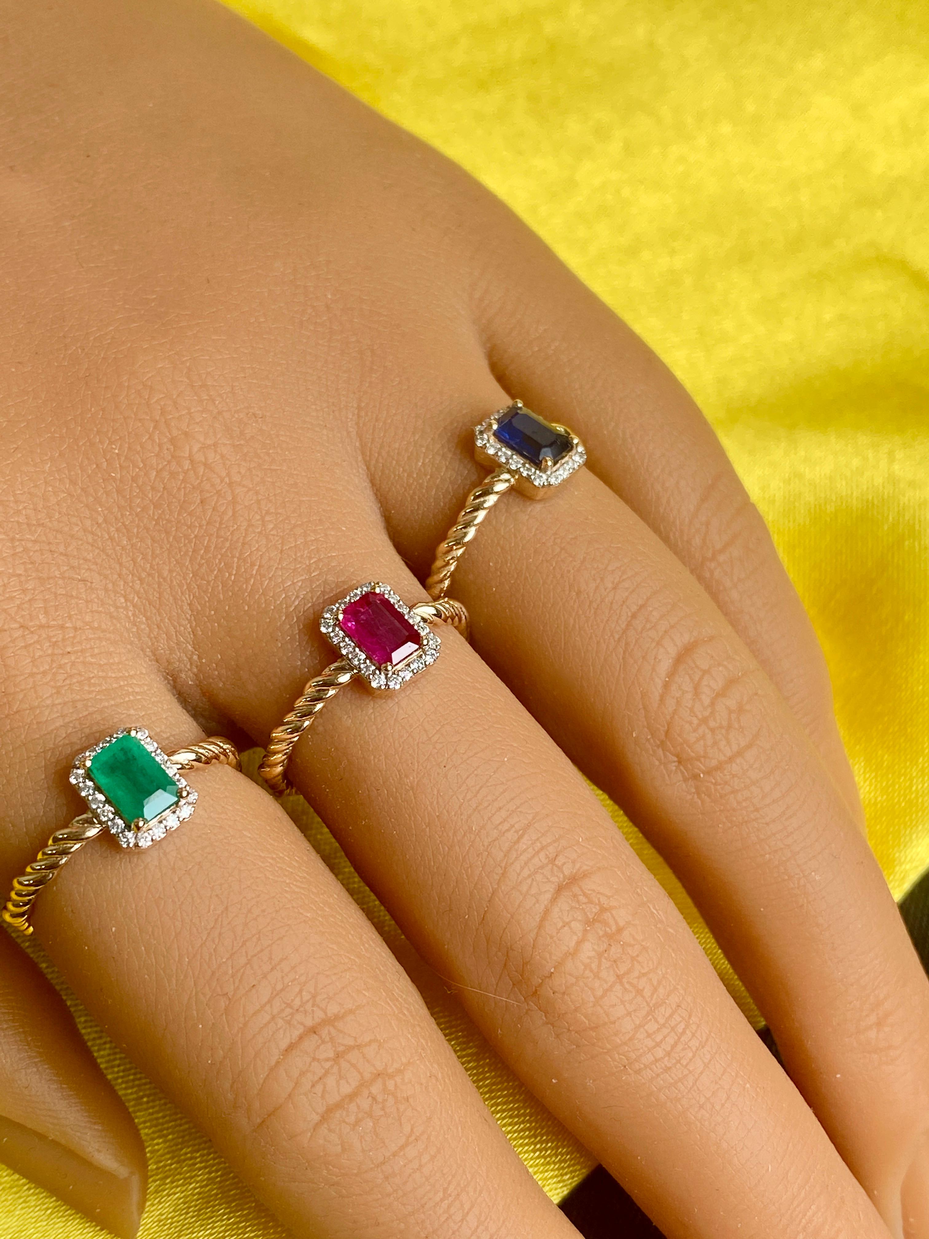 Gemstone Solitaire Rings, Ruby Ring, Emerald Ring, Sapphire Ring, 14k Gold Ring For Sale 1