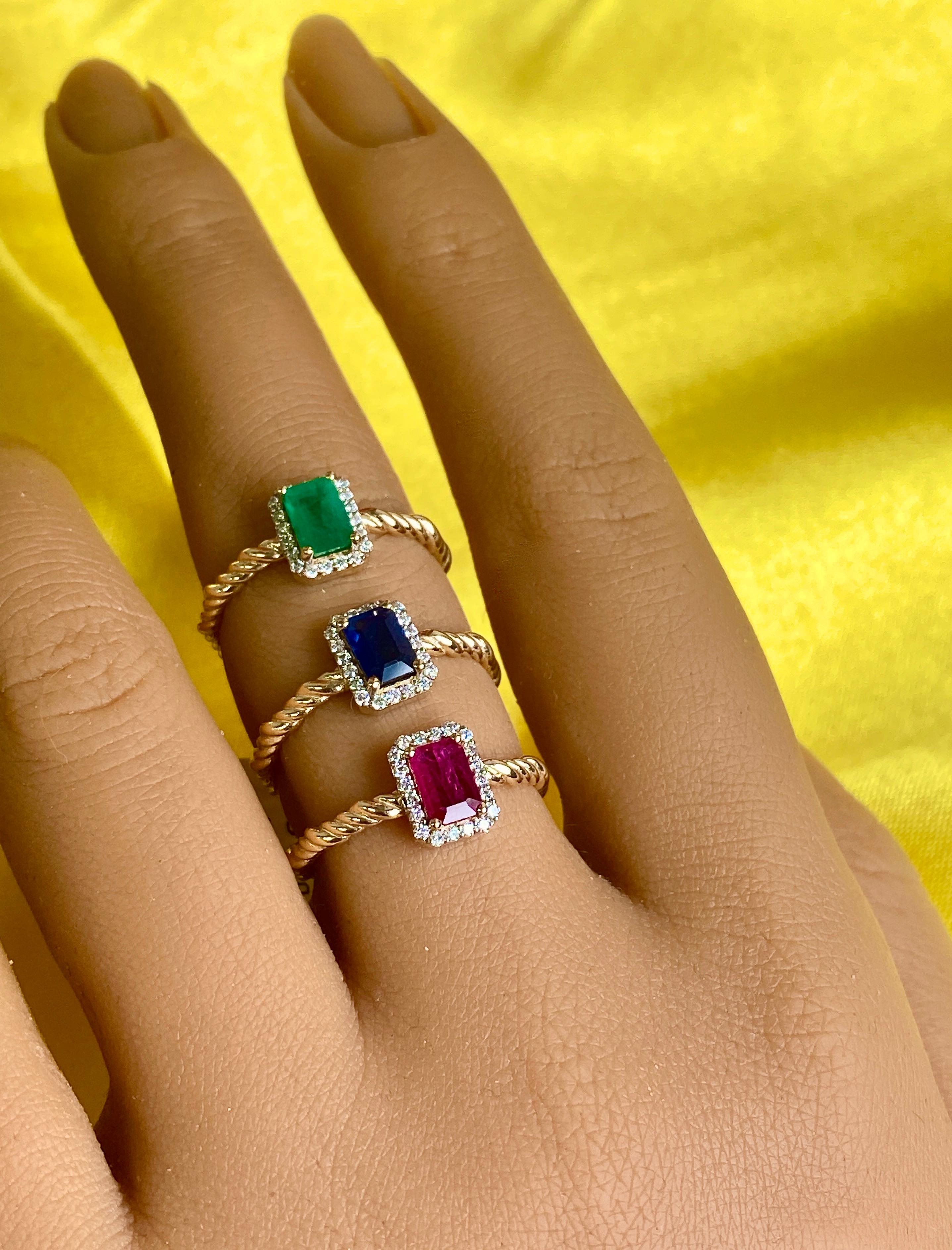 Gemstone Solitaire Rings, Ruby Ring, Emerald Ring, Sapphire Ring, 14k Gold Ring For Sale 2