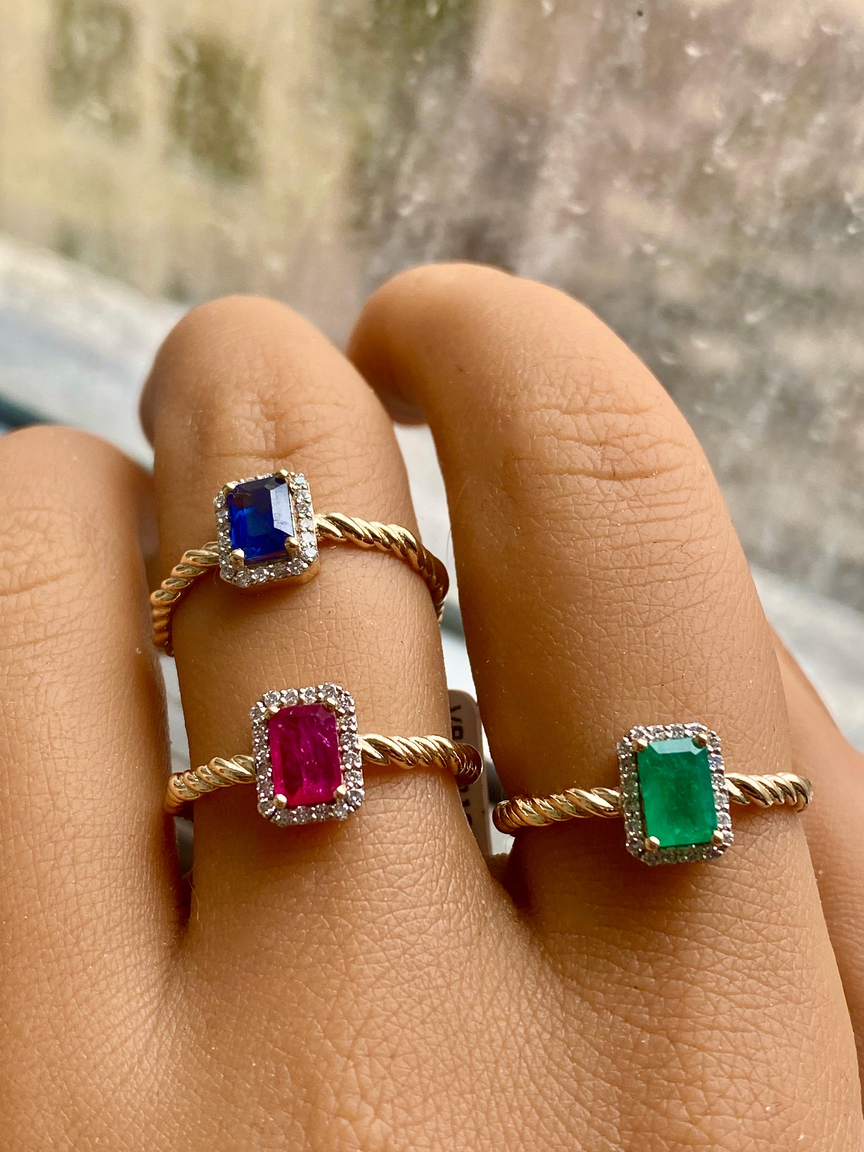 Gemstone Solitaire Rings, Ruby Ring, Emerald Ring, Sapphire Ring, 14k Gold Ring For Sale 3