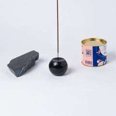 Gemstone sphere incense holder Black Onyx
