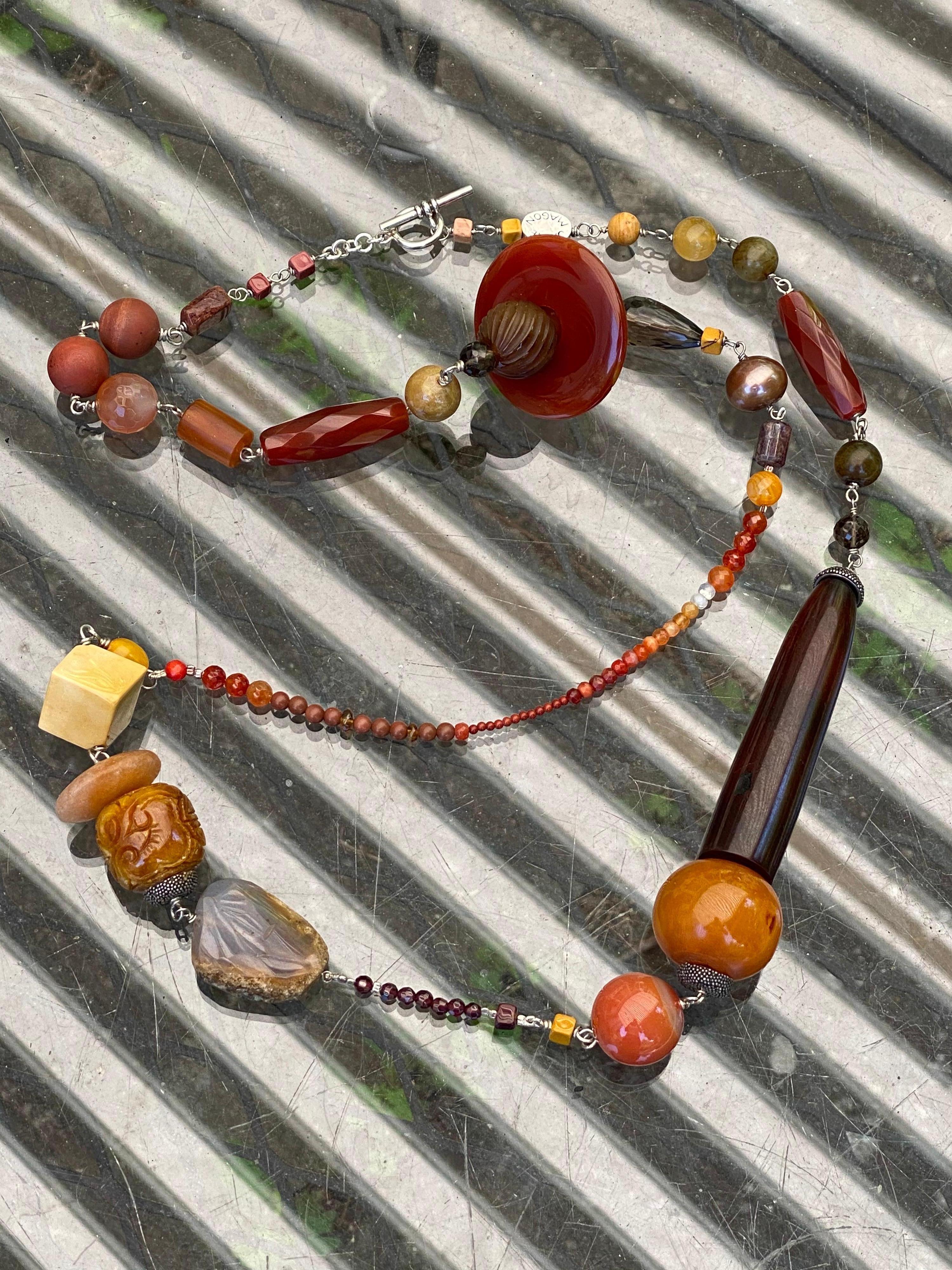 Women's or Men's Gemstone Statement Objet D' Art Necklace by Jane Magon Collections in Silver For Sale