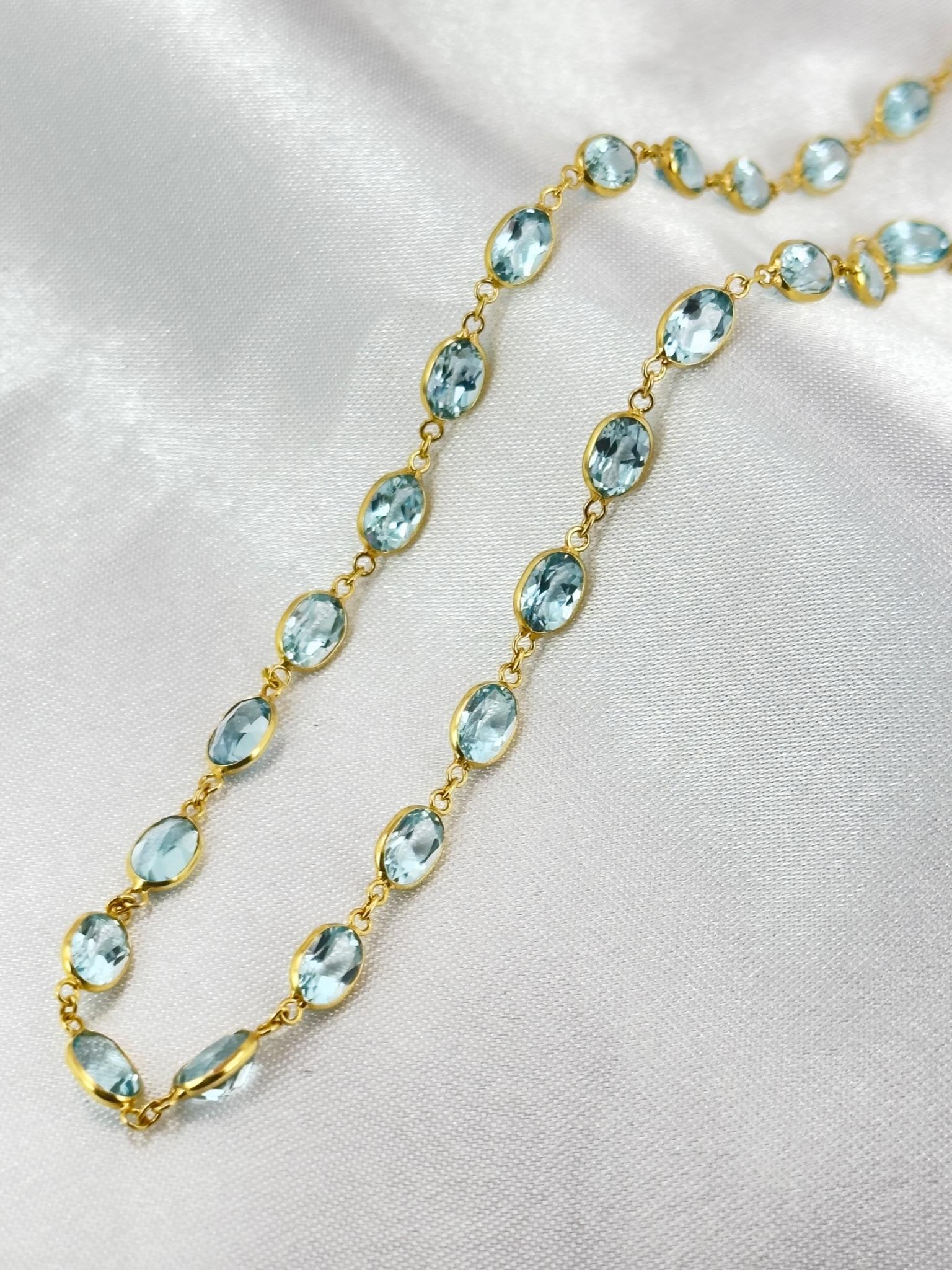 Edelstein-Tennis-Halskette, blauer Topas-Tennis-Halskette, Amethyst-Halskette Gold (Moderne) im Angebot