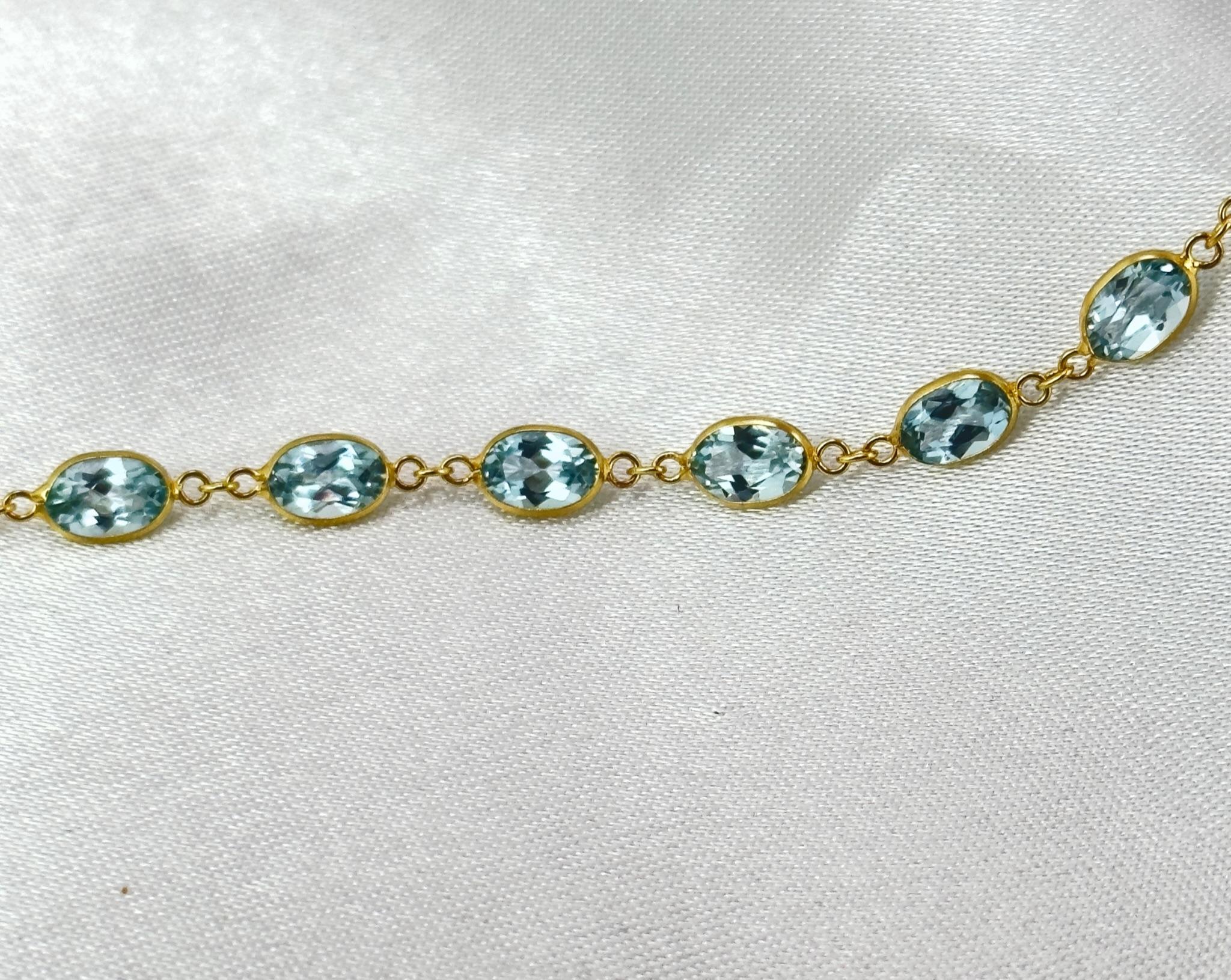 Rose Cut Gemstone Tennis Necklace, Blue Topaz Tennis Necklace, Amethyst Necklace Gold For Sale