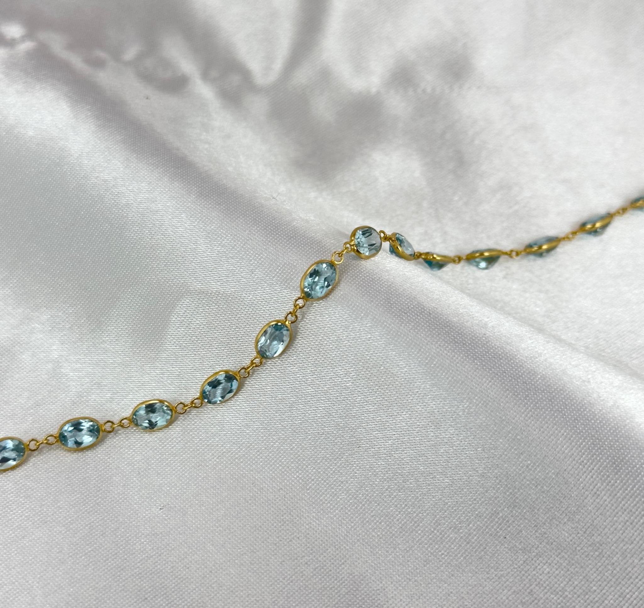 Gemstone Tennis Necklace, Blue Topaz Tennis Necklace, Amethyst Necklace Gold In New Condition For Sale In New York, NY