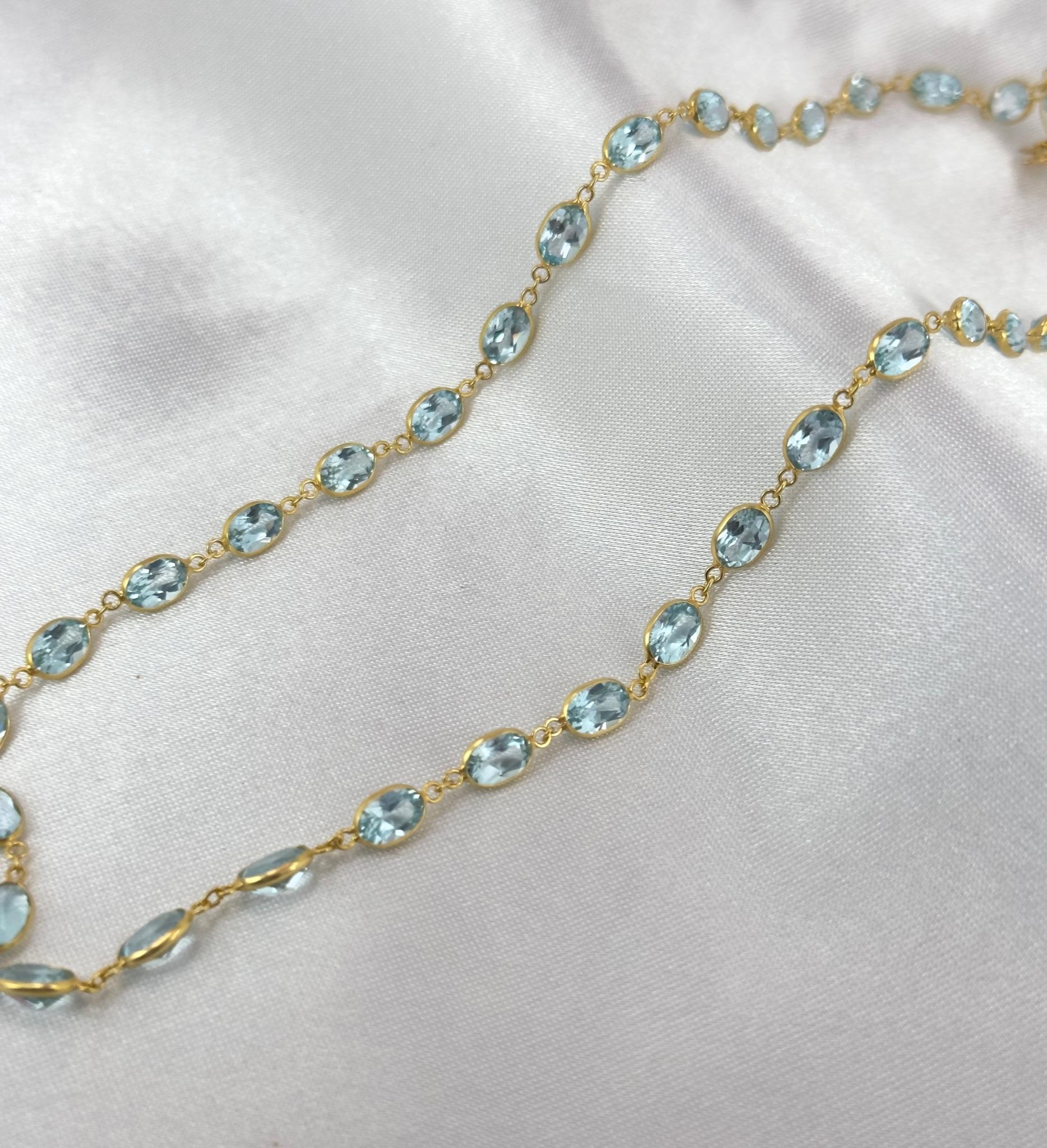 Women's or Men's Gemstone Tennis Necklace, Blue Topaz Tennis Necklace, Amethyst Necklace Gold For Sale