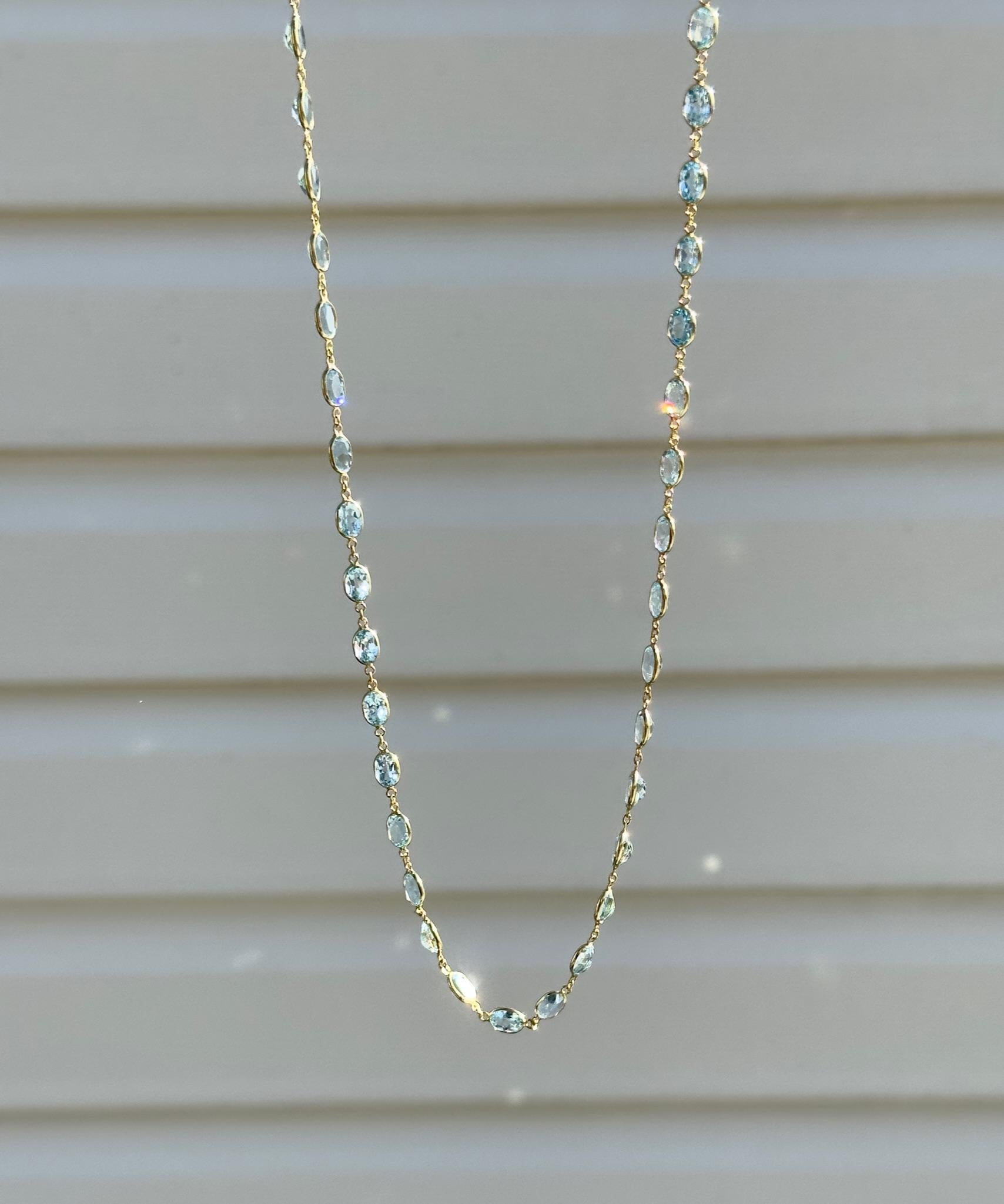 Gemstone Tennis Necklace, Blue Topaz Tennis Necklace, Amethyst Necklace Gold For Sale 1