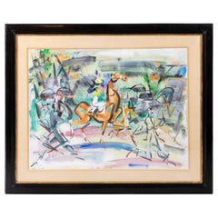GEN PAUL, Gouache “Champs De Course”, 1950s