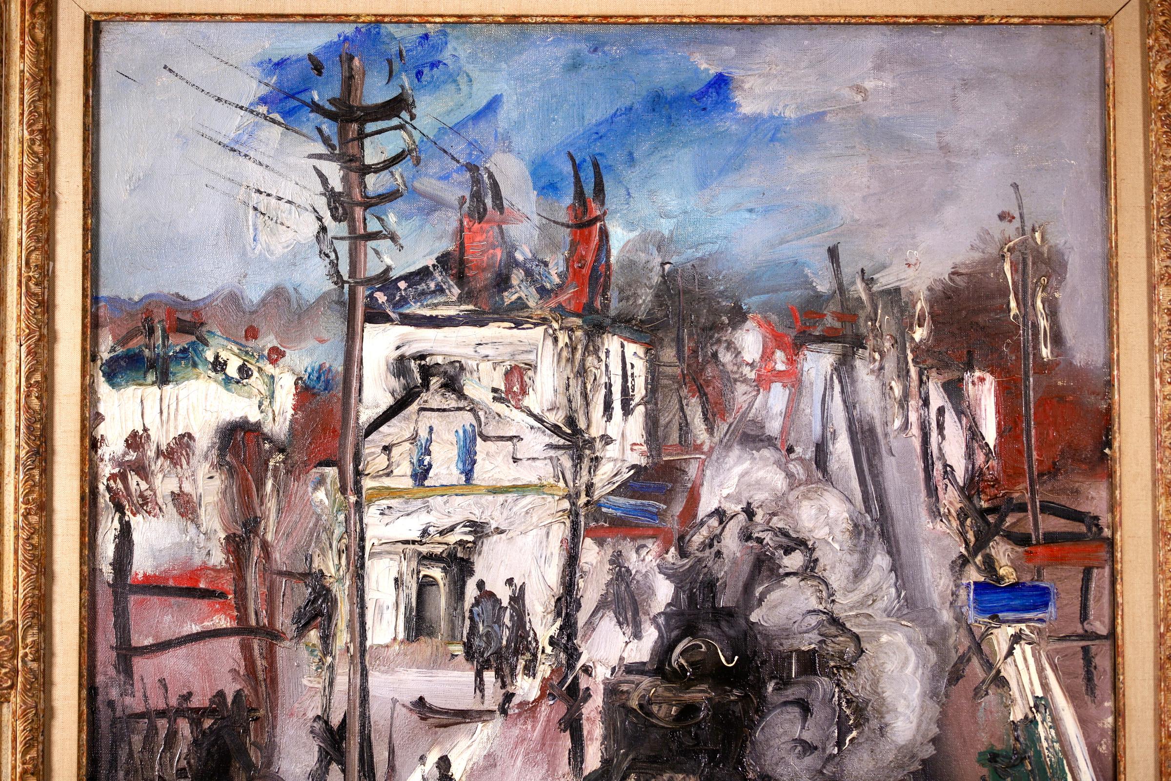 En Route pour Paris - Olio espressionista, Treno in un paesaggio urbano di GEN PAUL 2