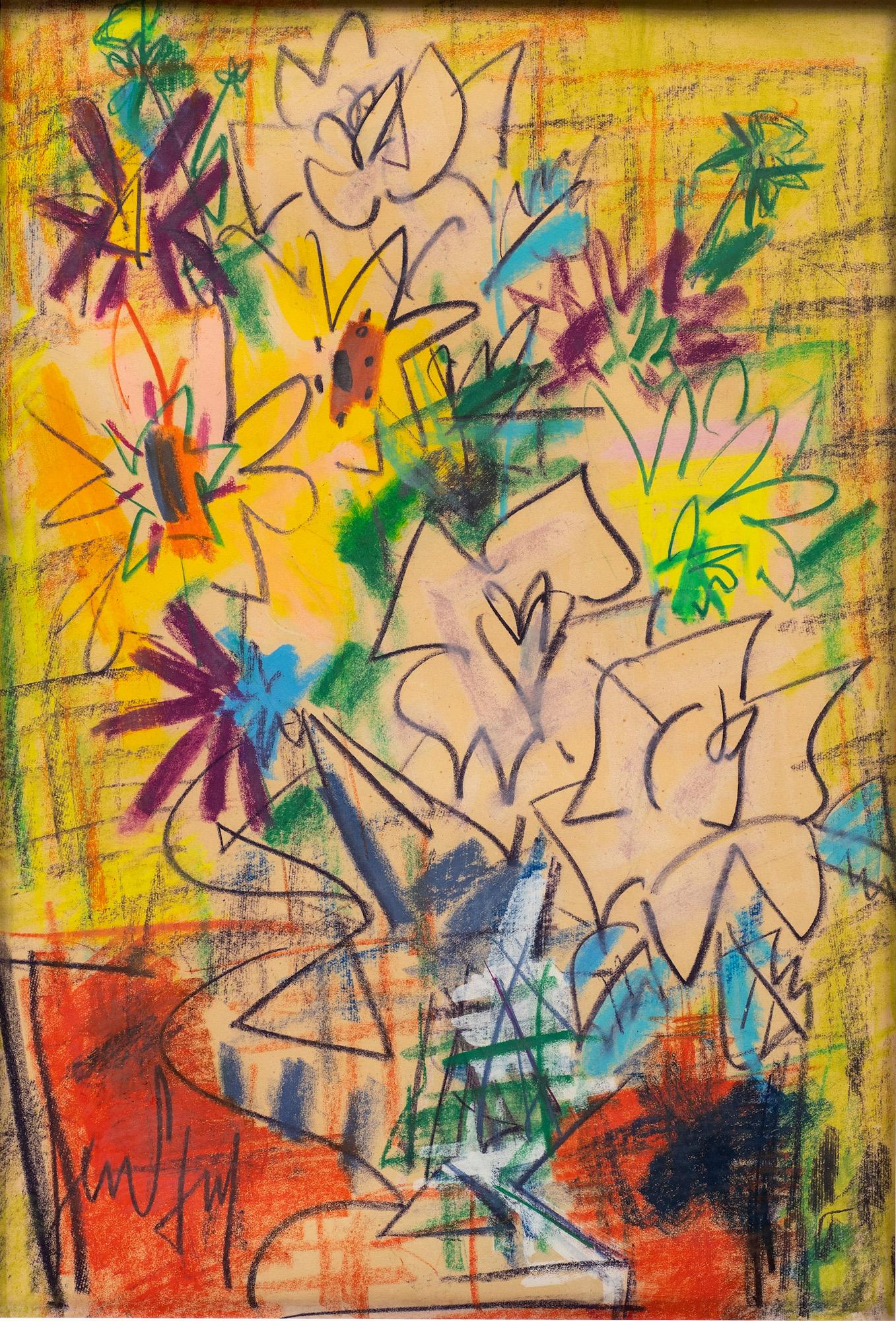 Französischer Expressionismus „Eine Blumenvase“ Gen Paul (französisch, 1895-1975) (Beige), Still-Life Painting, von GEN PAUL