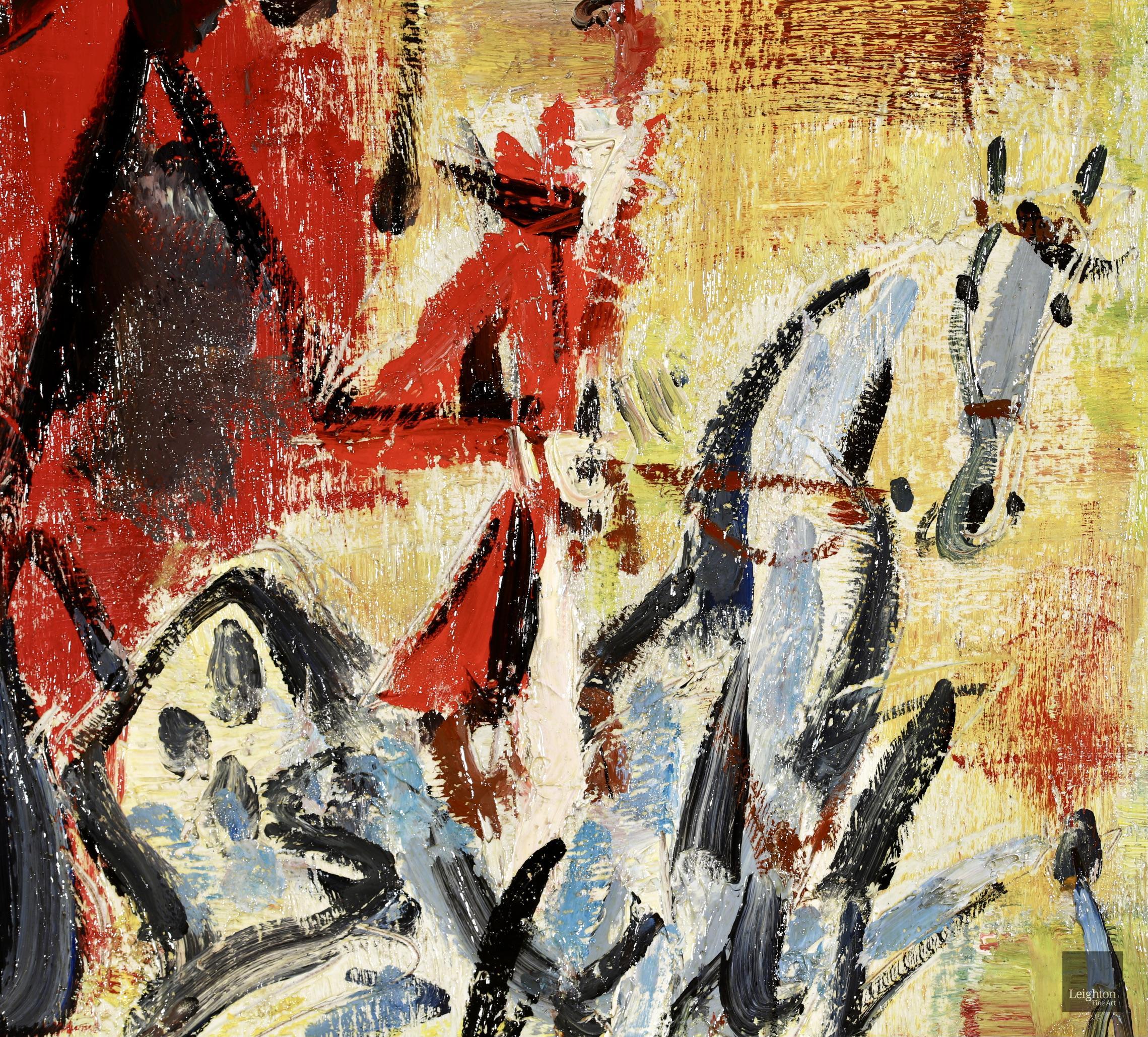 Pferd und Reiter – Expressionistisches Porträt, Ölgemälde von Gen Paul im Angebot 1
