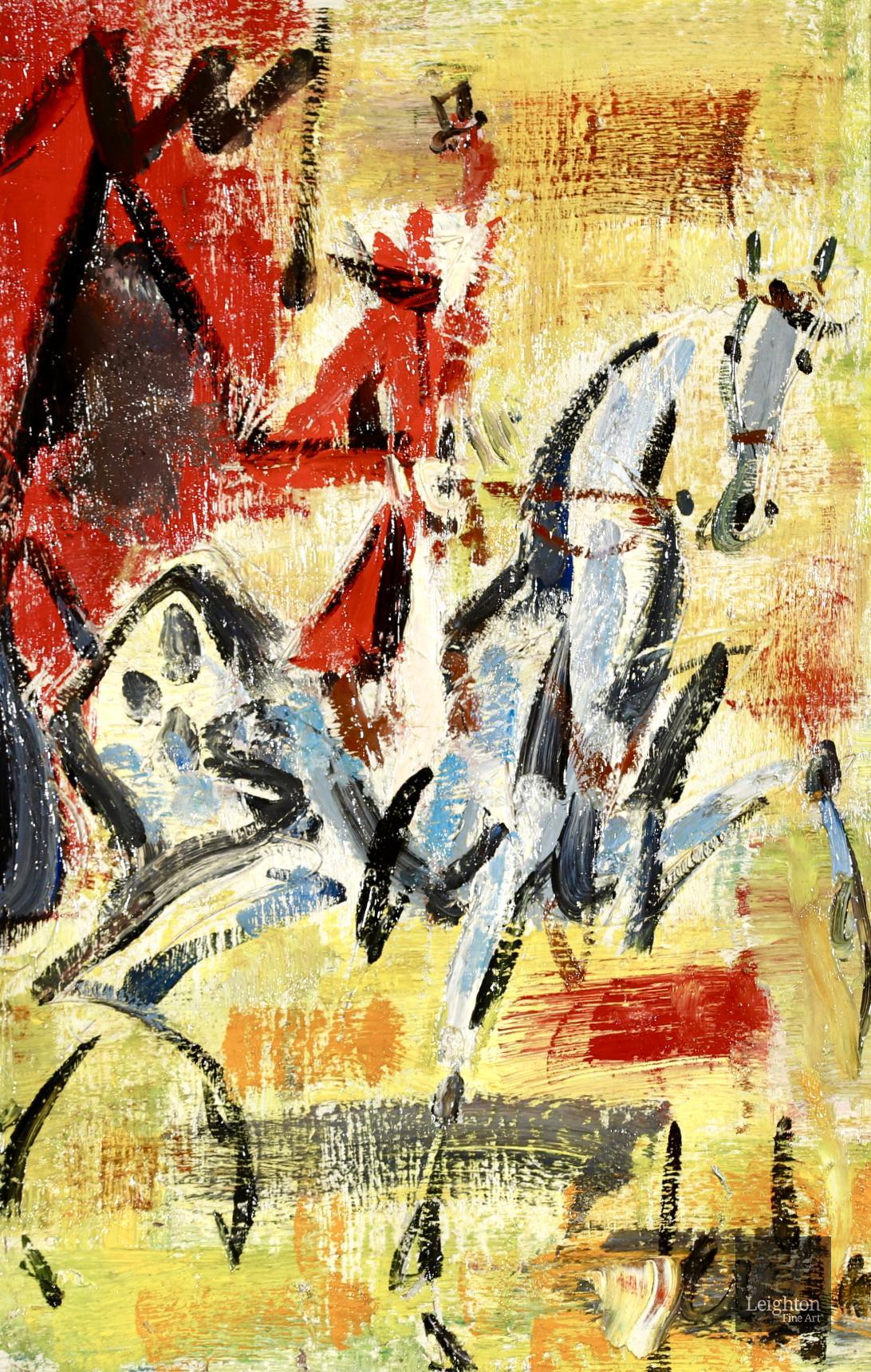 GEN PAUL Abstract Painting - Horse & Rider - Expressionist Portrait Oil Painting by Gen Paul