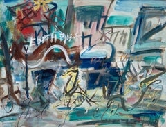 Moulin Rouge Paris Abstrakte Straßenszene Malerei, Figuren, Pferde, Raoul Dufy