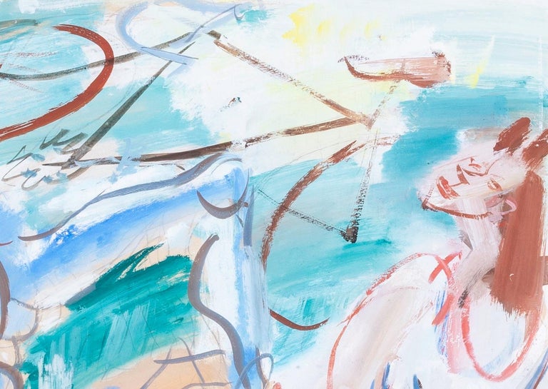 Gen Paul 'Picnic' Abstract figurative painting with dog, couple in a