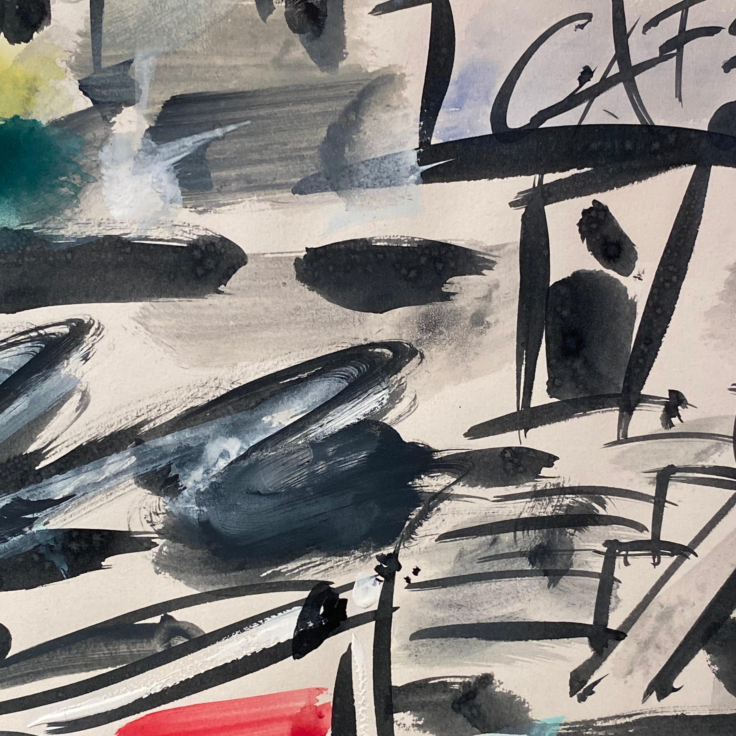 Der Hafen Abstrakt Fauvist Buntes Gemälde von Boot, Wasser. Raoul Dufy im Angebot 6