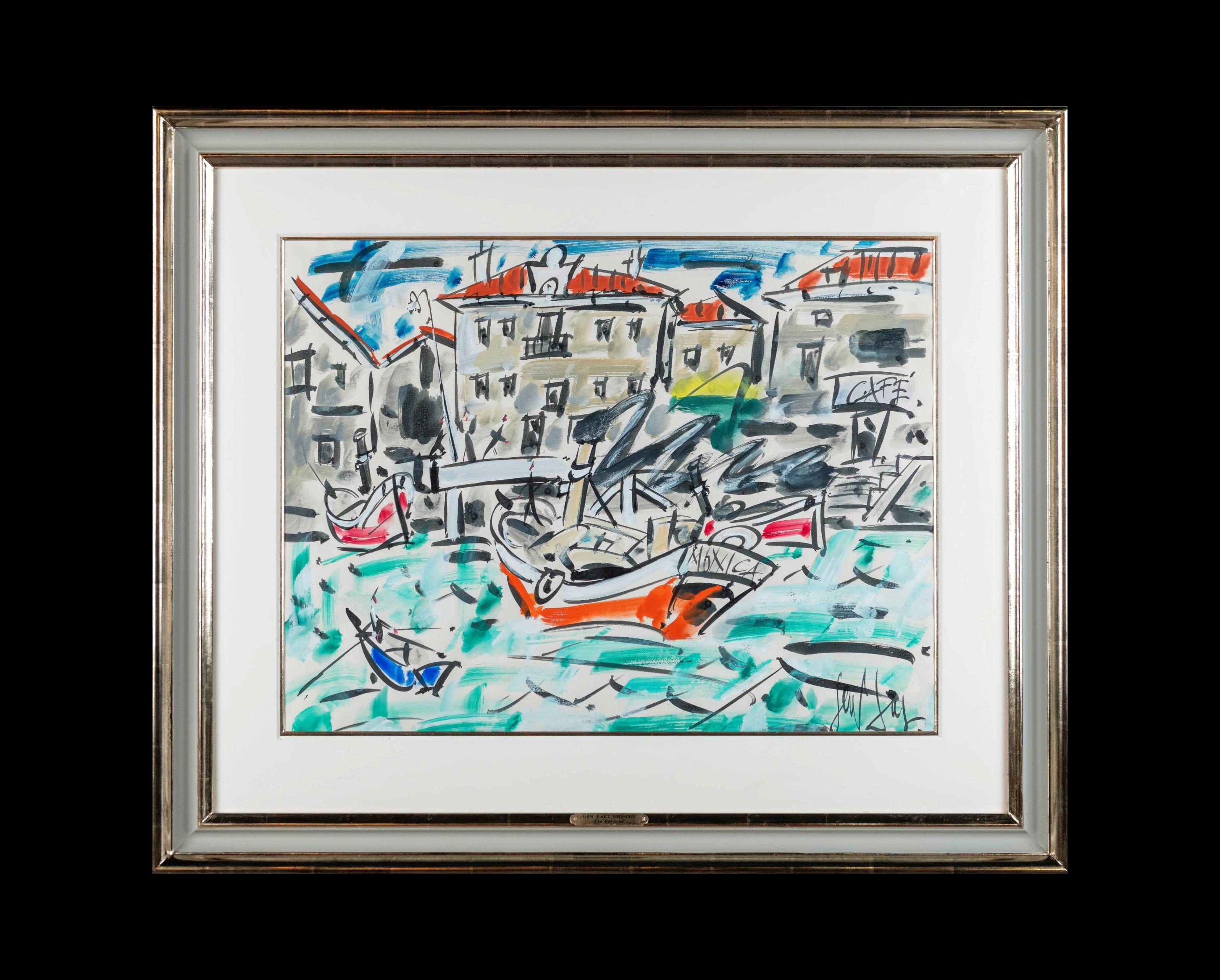 Der Hafen Abstrakt Fauvist Buntes Gemälde von Boot, Wasser. Raoul Dufy – Painting von GEN PAUL