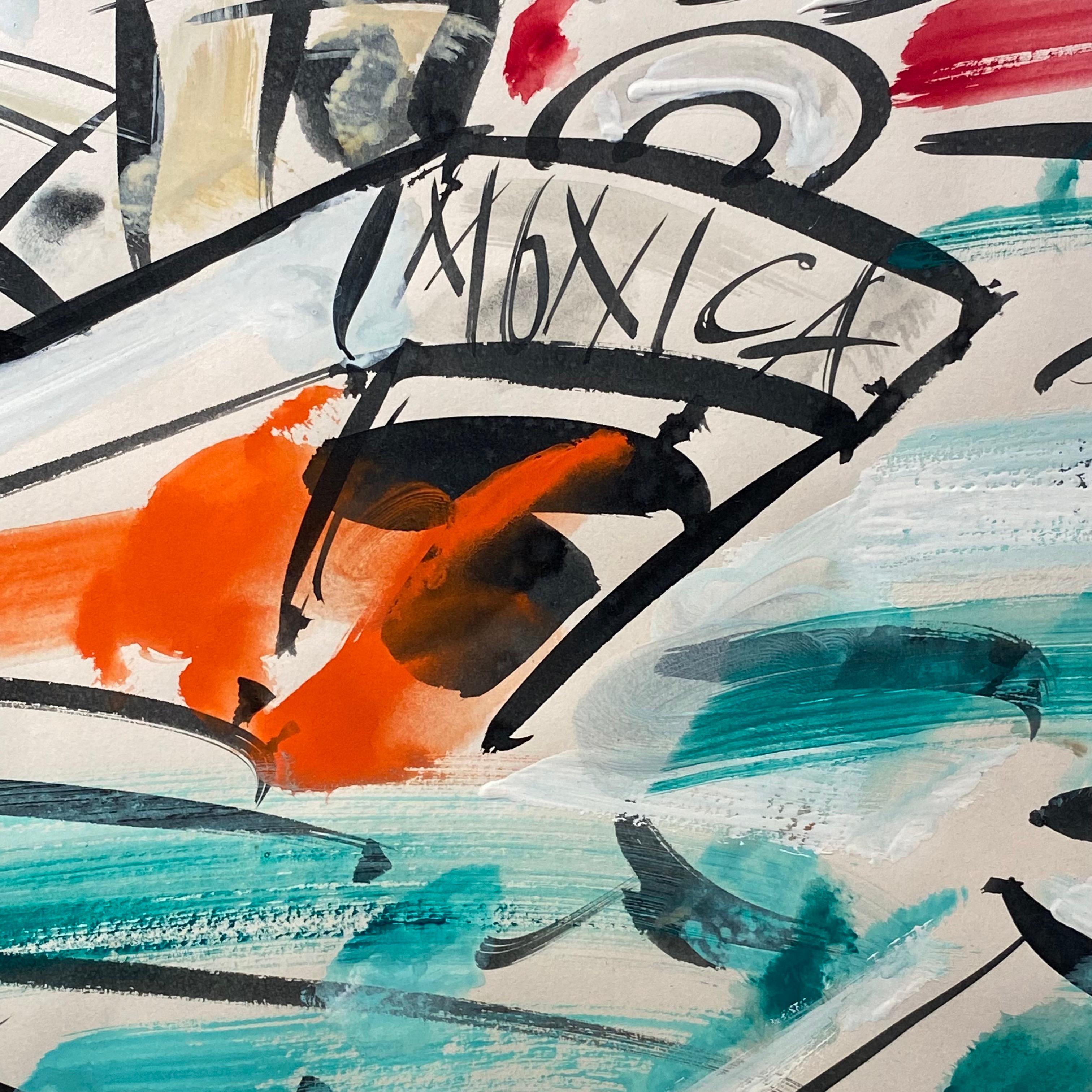 Der Hafen Abstrakt Fauvist Buntes Gemälde von Boot, Wasser. Raoul Dufy (Grau), Landscape Painting, von GEN PAUL
