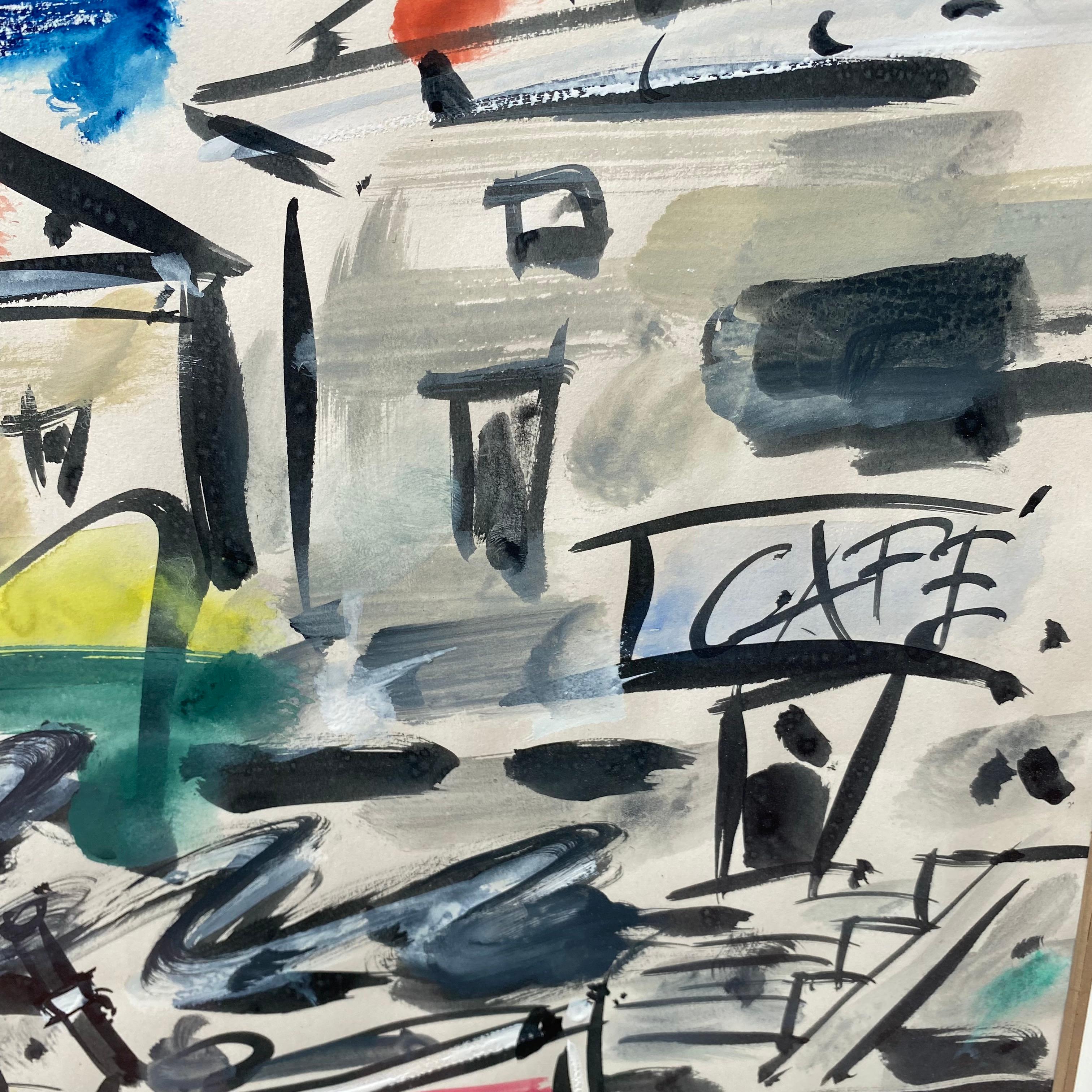 Der Hafen Abstrakt Fauvist Buntes Gemälde von Boot, Wasser. Raoul Dufy im Angebot 3