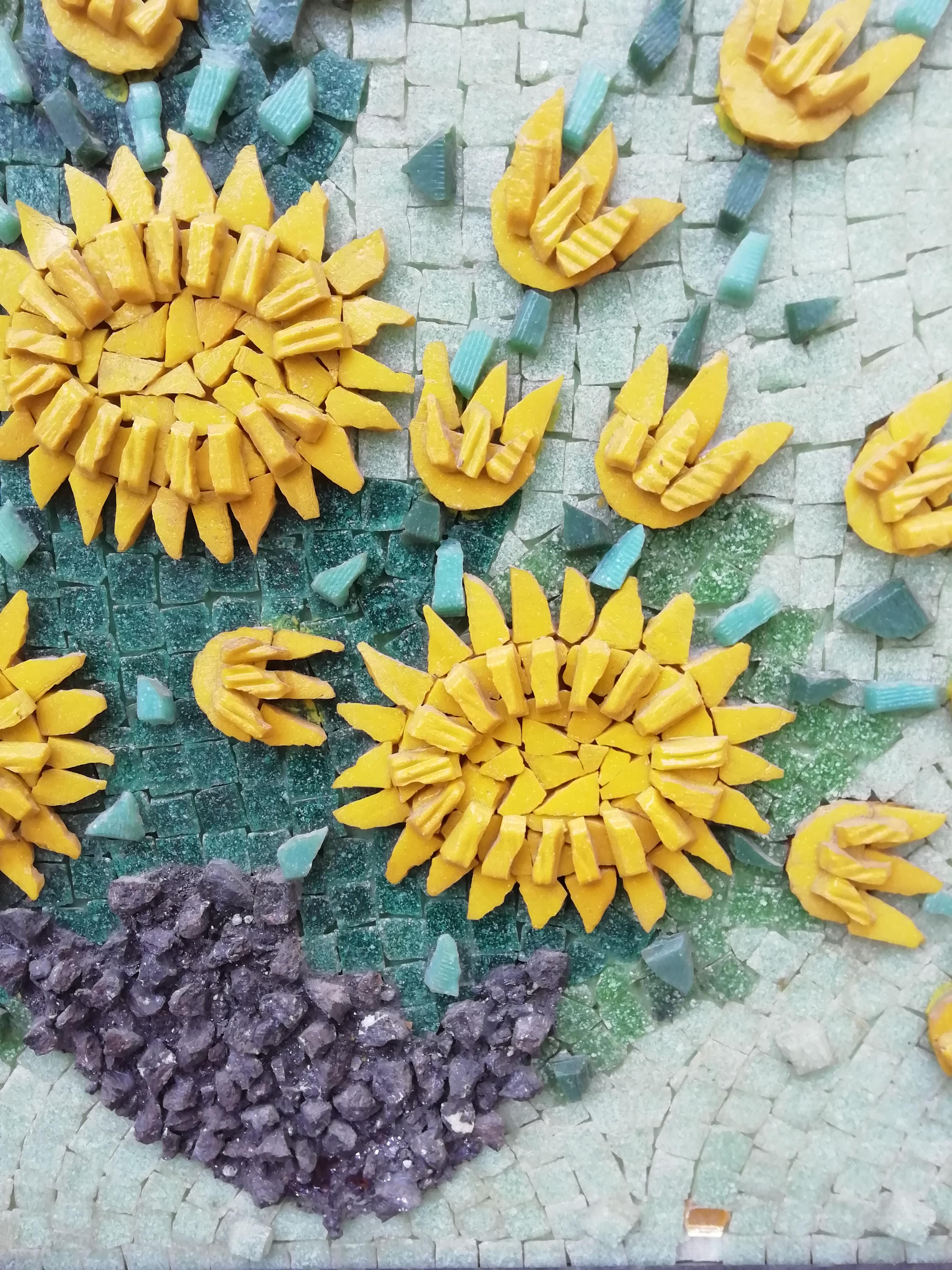 Genaro Alvarez Mexican Mid-Century Modern Floral Still Life Mosaic In Good Condition In Mexico City, MX