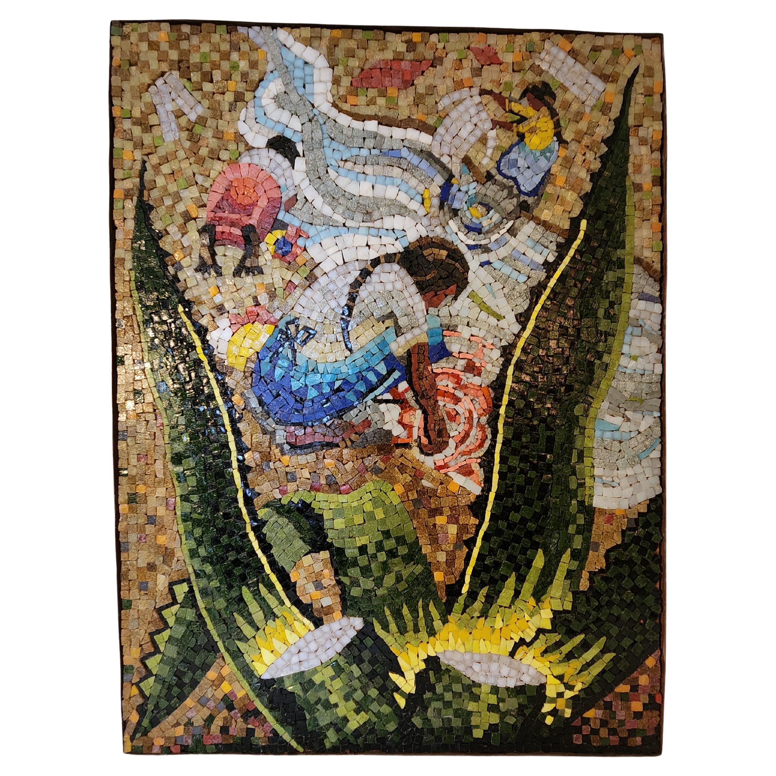 Genaro Alvarez Mosaic Panel Agave Landscape Clothes Washers Mexico, circa 1955  For Sale