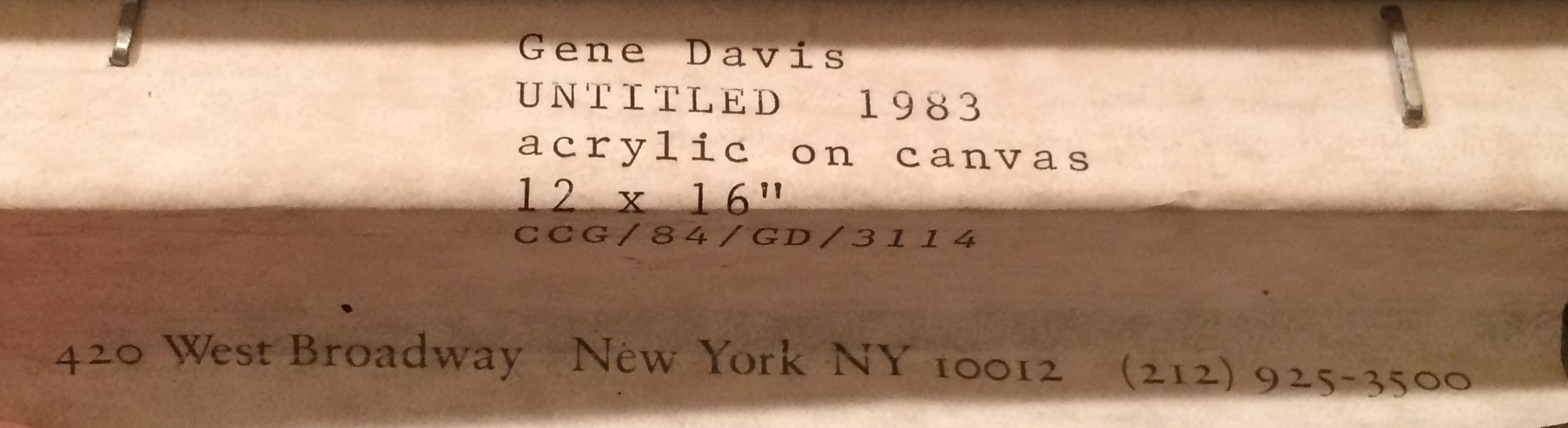 Provenance : Galerie Charles Cowles, New York, NY
Signé et daté au verso