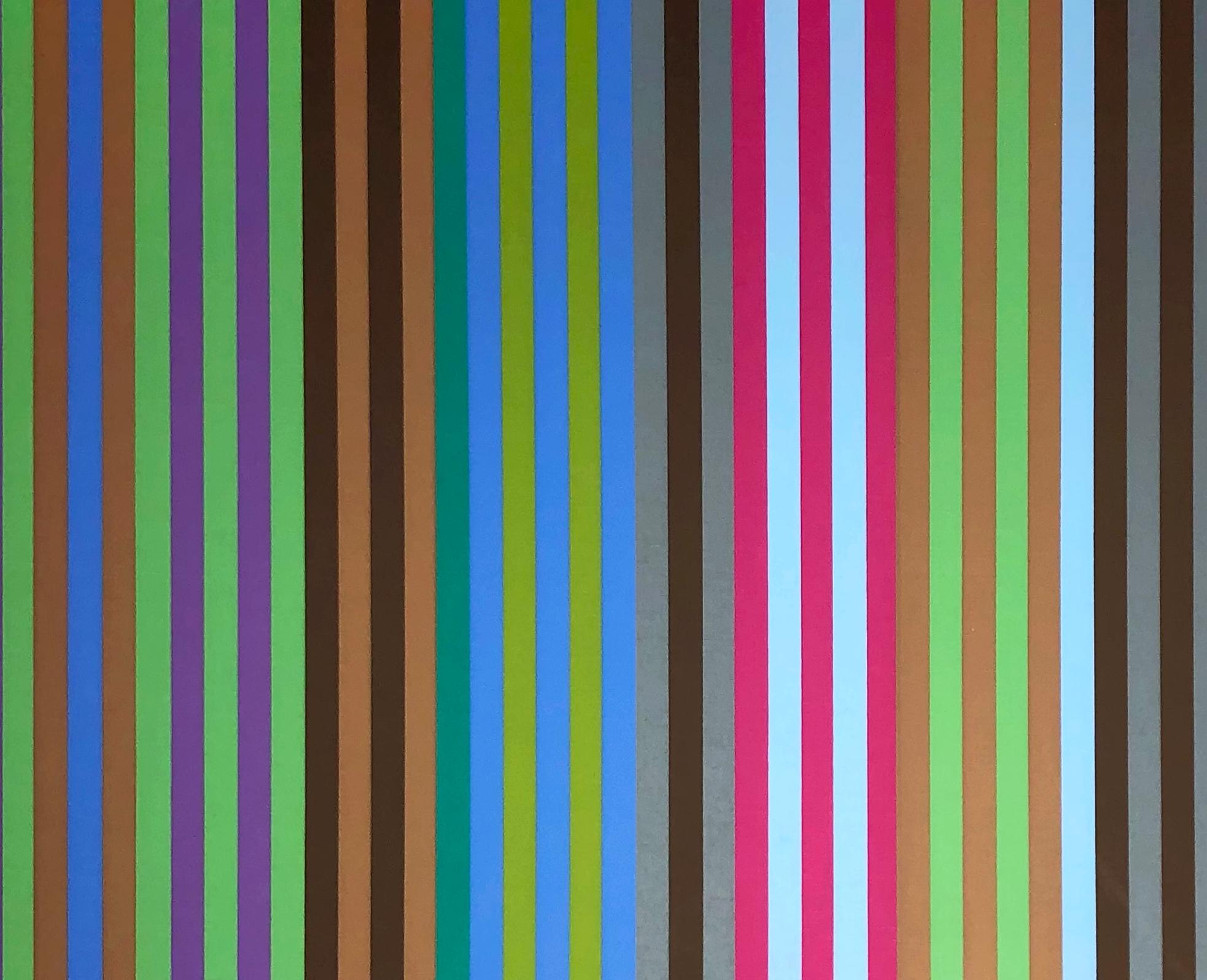 Gene Davis Bullet Proof couleur champ multicolore impression à rayures abstraites des années 1960 en vente 1