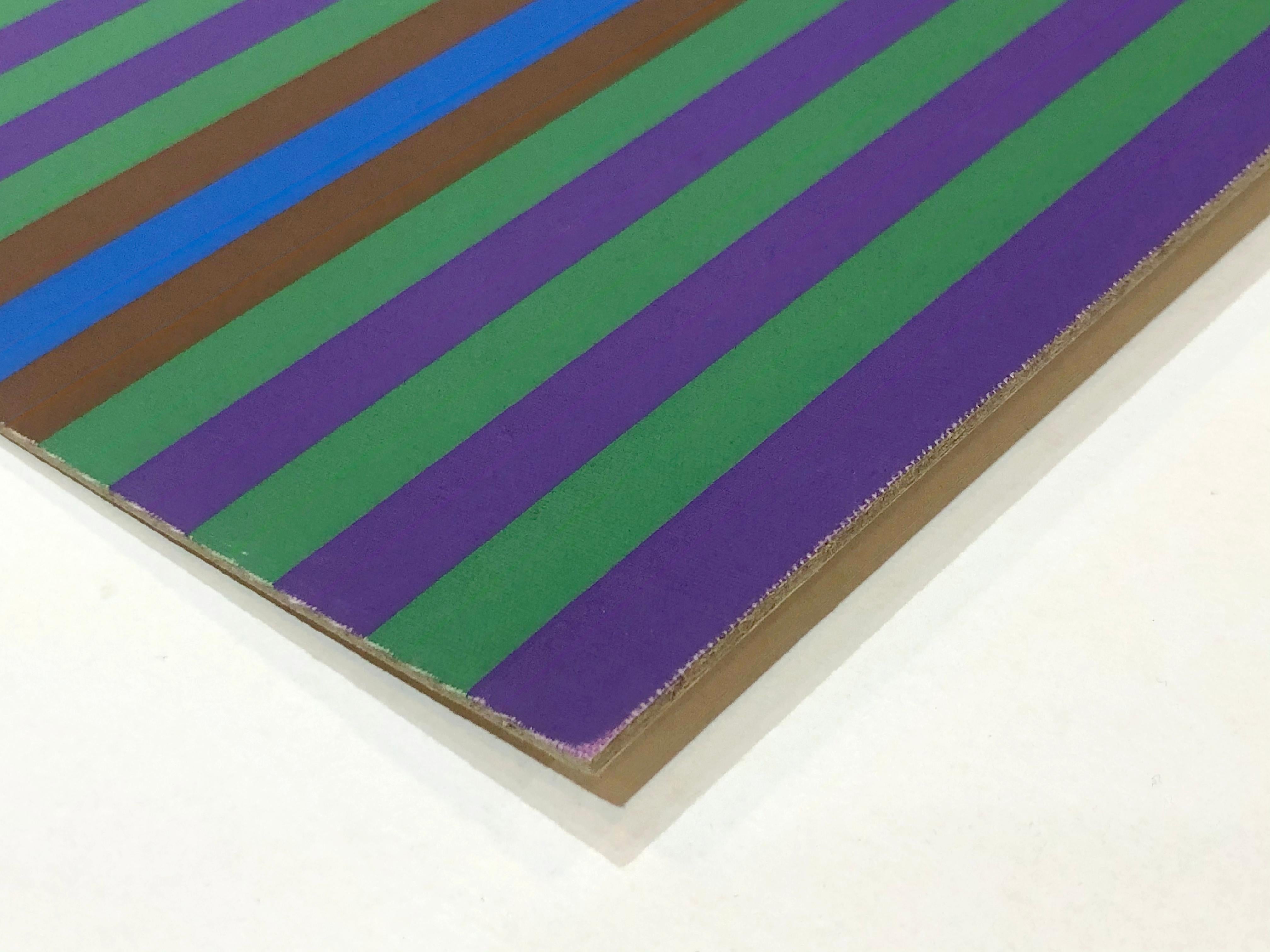 Bullet Proof Gene Davis campo de color estampado de rayas multicolor abstracto de los años 60 2