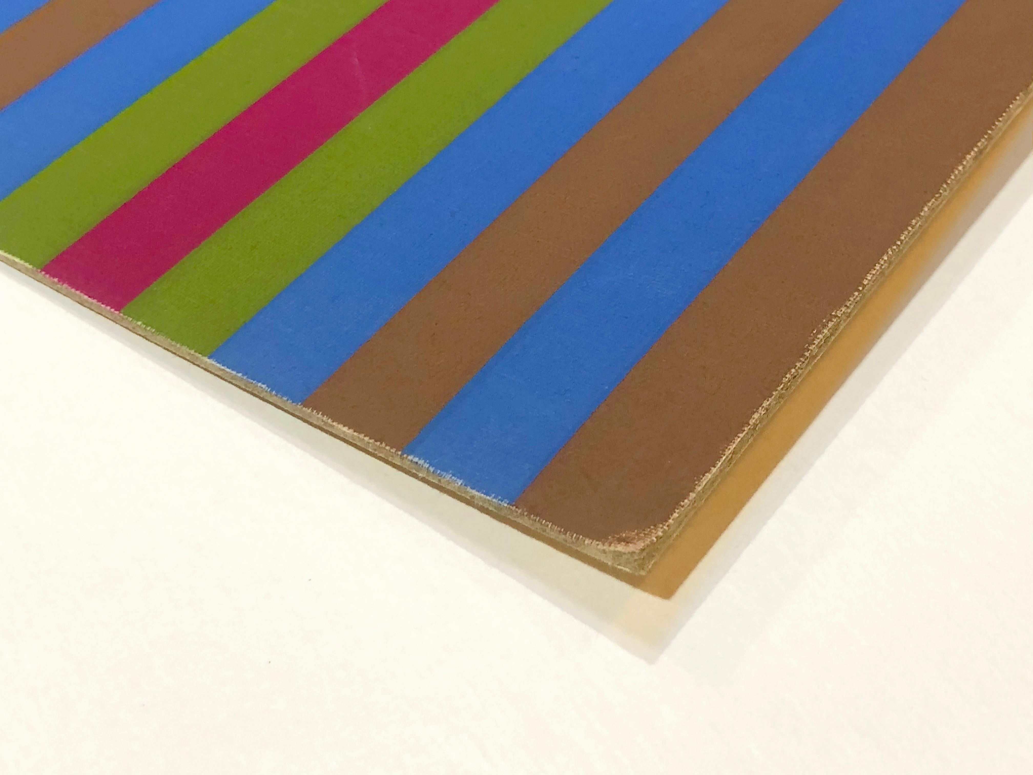 Bullet Proof Gene Davis campo de color estampado de rayas multicolor abstracto de los años 60 4
