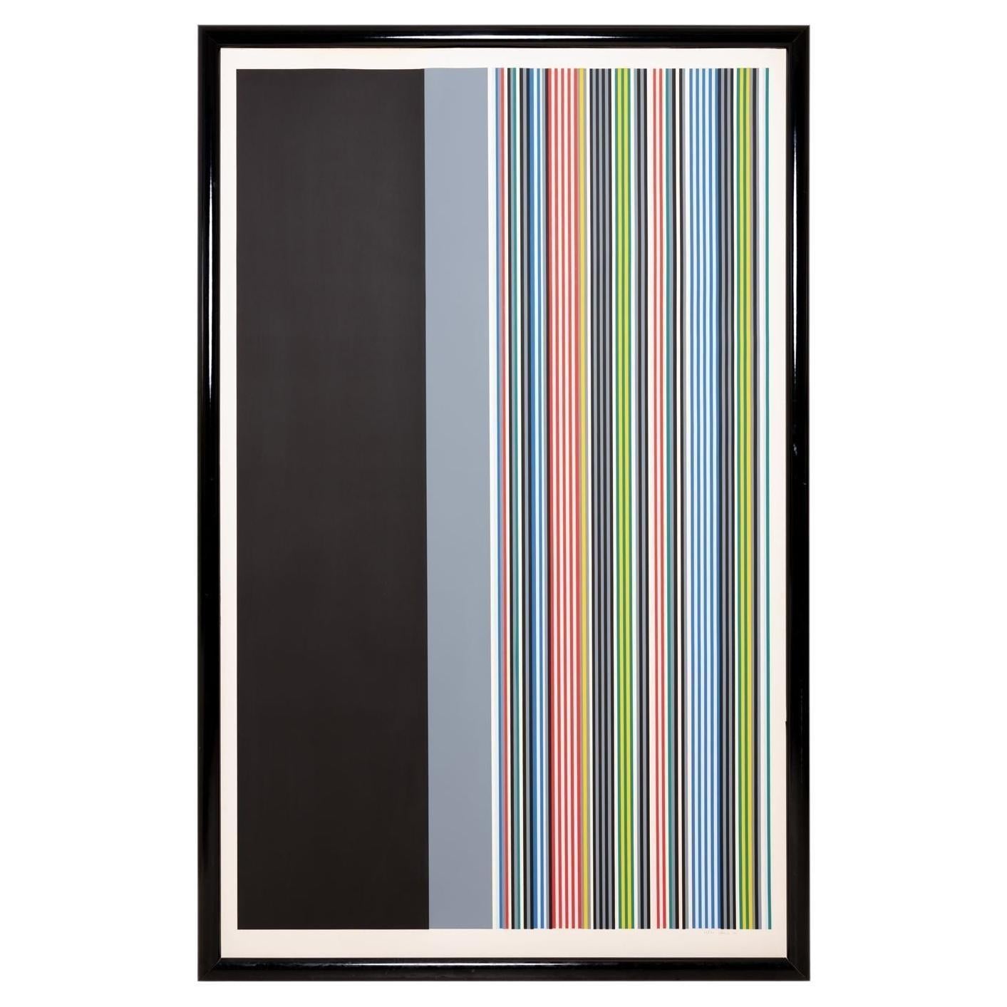 Serigrafia in grande scala di Gene Davis "Black Witch Series" su carta d'archivio firmata e numerata a matita, 24 di 150 esemplari. Eseguito nel 1974, 72" x 45" nella cornice originale con plexiglass. Provenienza: Importante collezione privata -