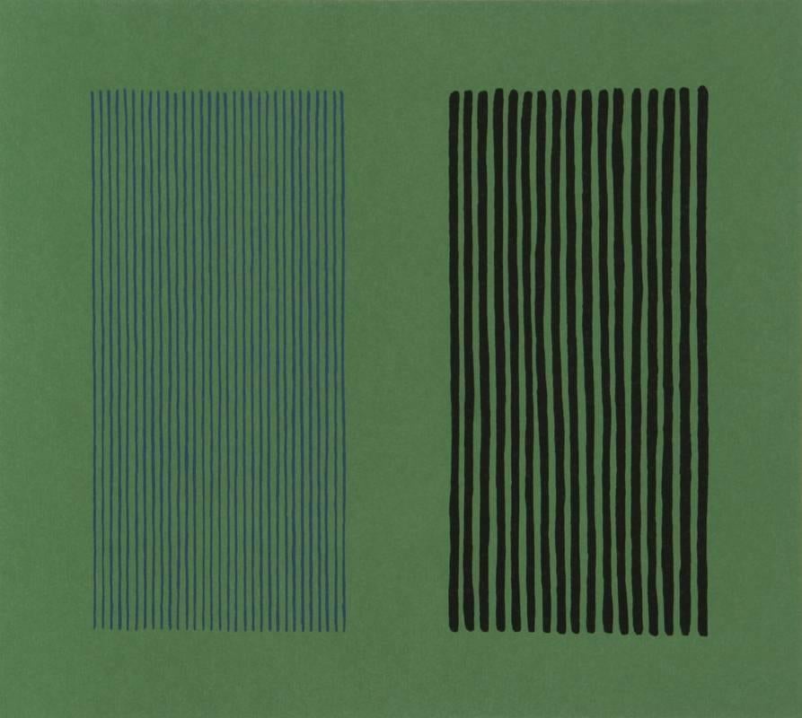 Artista: Gene Davis 
Titolo: Greene & Greene
Anno: 1980
Medio: Litografia su Arches, firmata e numerata a matita sul retro.
Edizione: 250
Formato carta: 26 x 28,5 pollici 